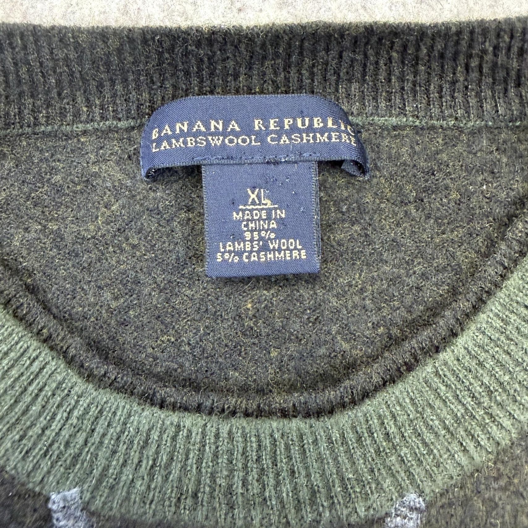 Banana Republic Banana Republic Sweater Mens XL Gray Green Lambswool Cashmere Crewneck Raglan Knit Pullover Regular Size US XL / EU 56 / 4 - 4 Thumbnail