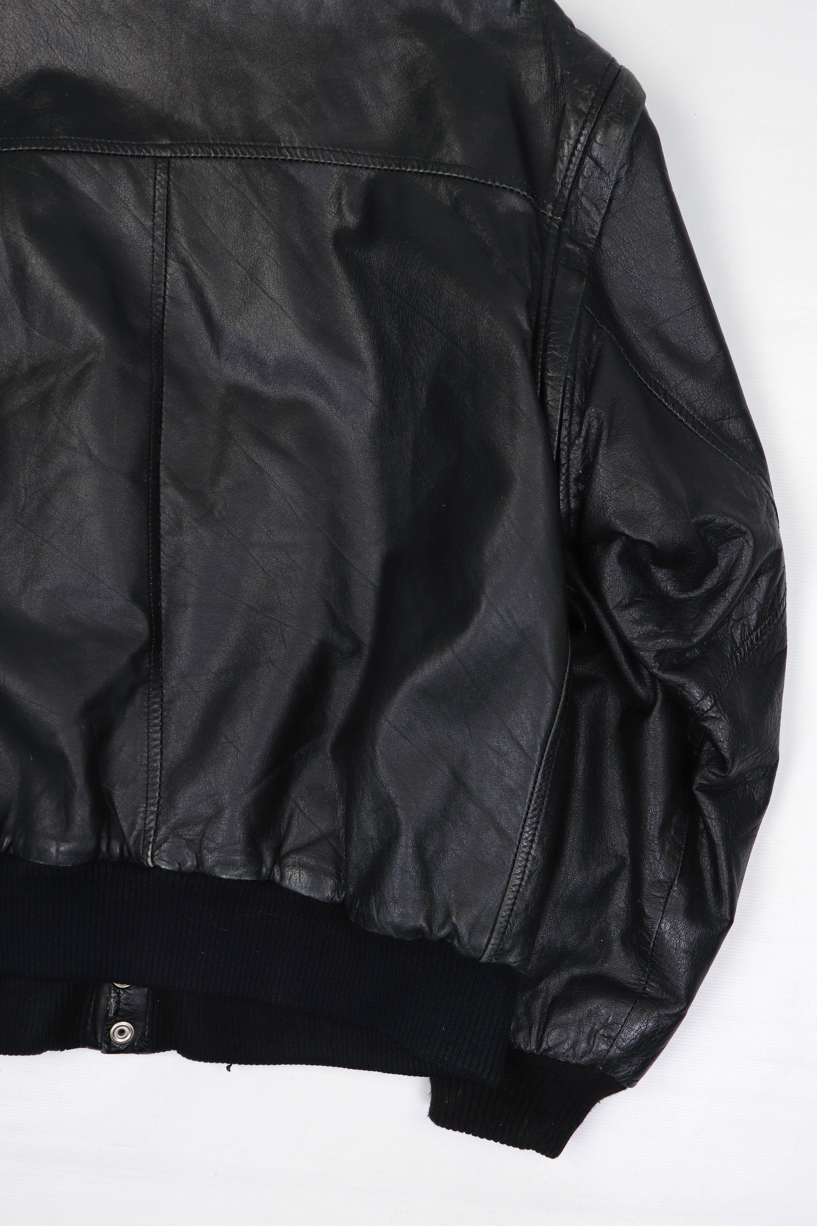 Vintage 90s Vintage Gatto Design Black Leather Bomber Jacket / Vest Size US M / EU 48-50 / 2 - 14 Thumbnail