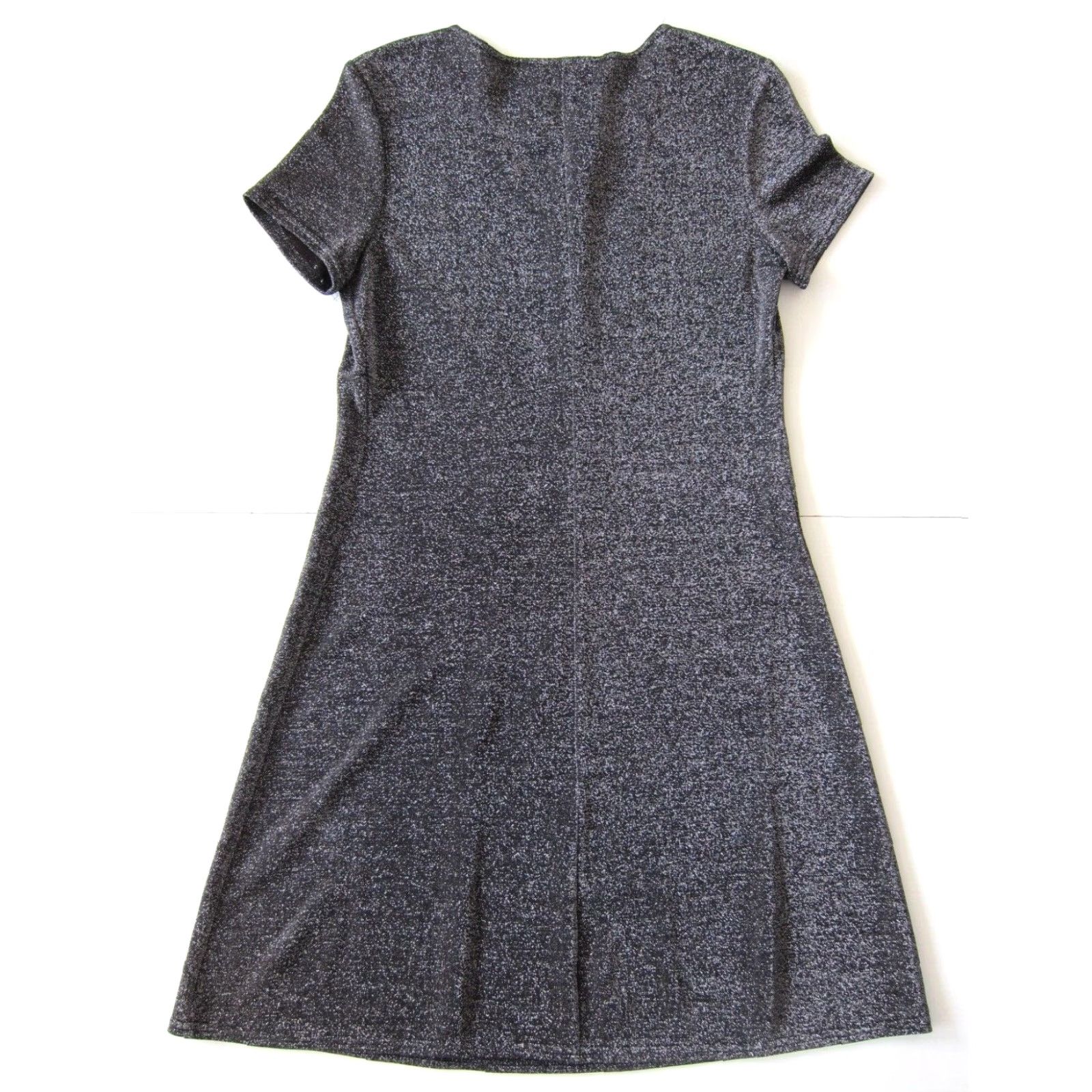 Vintage VINTAGE Miz California Silver Metallic Black Sparkle Short Sleeve Tunic Dress 10 Size 32" / US 10 / IT 46 - 2 Thumbnail