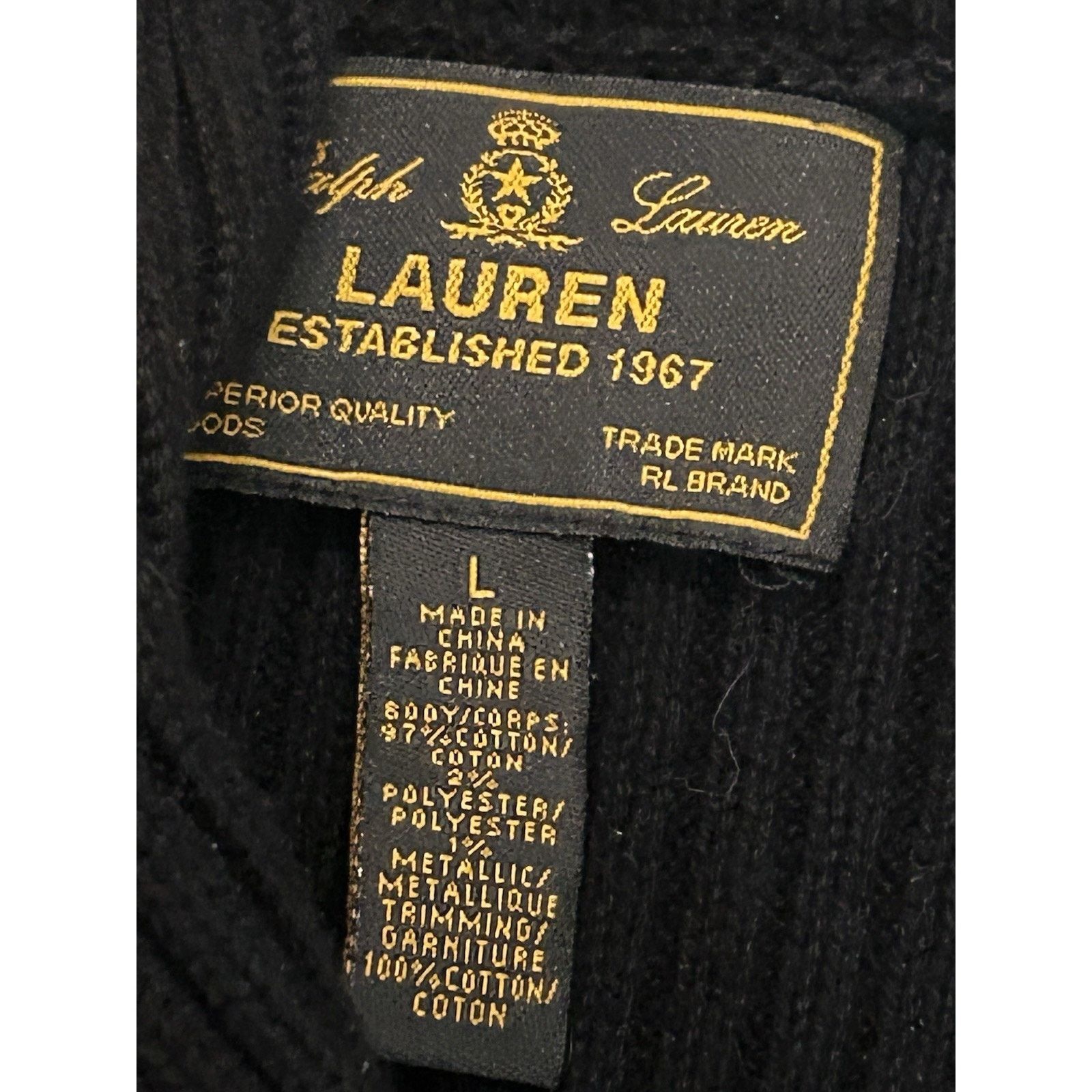 Ralph Lauren Ralph Lauren Ribbed Sweater Women’s L Blck Gold Cotton Vntg Size L / US 10 / IT 46 - 5 Thumbnail