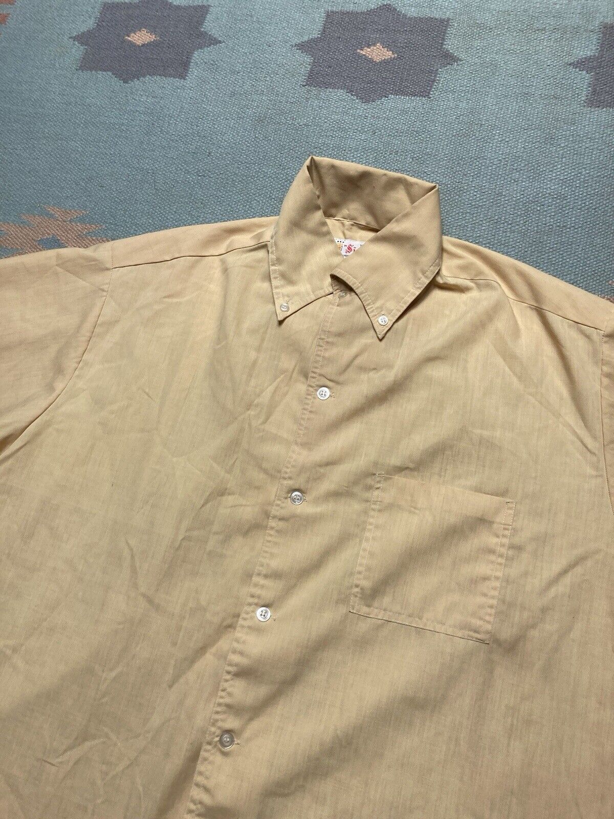 Vintage VTG 60s button shirt pale yellow lightweight cotton large Size US L / EU 52-54 / 3 - 2 Thumbnail