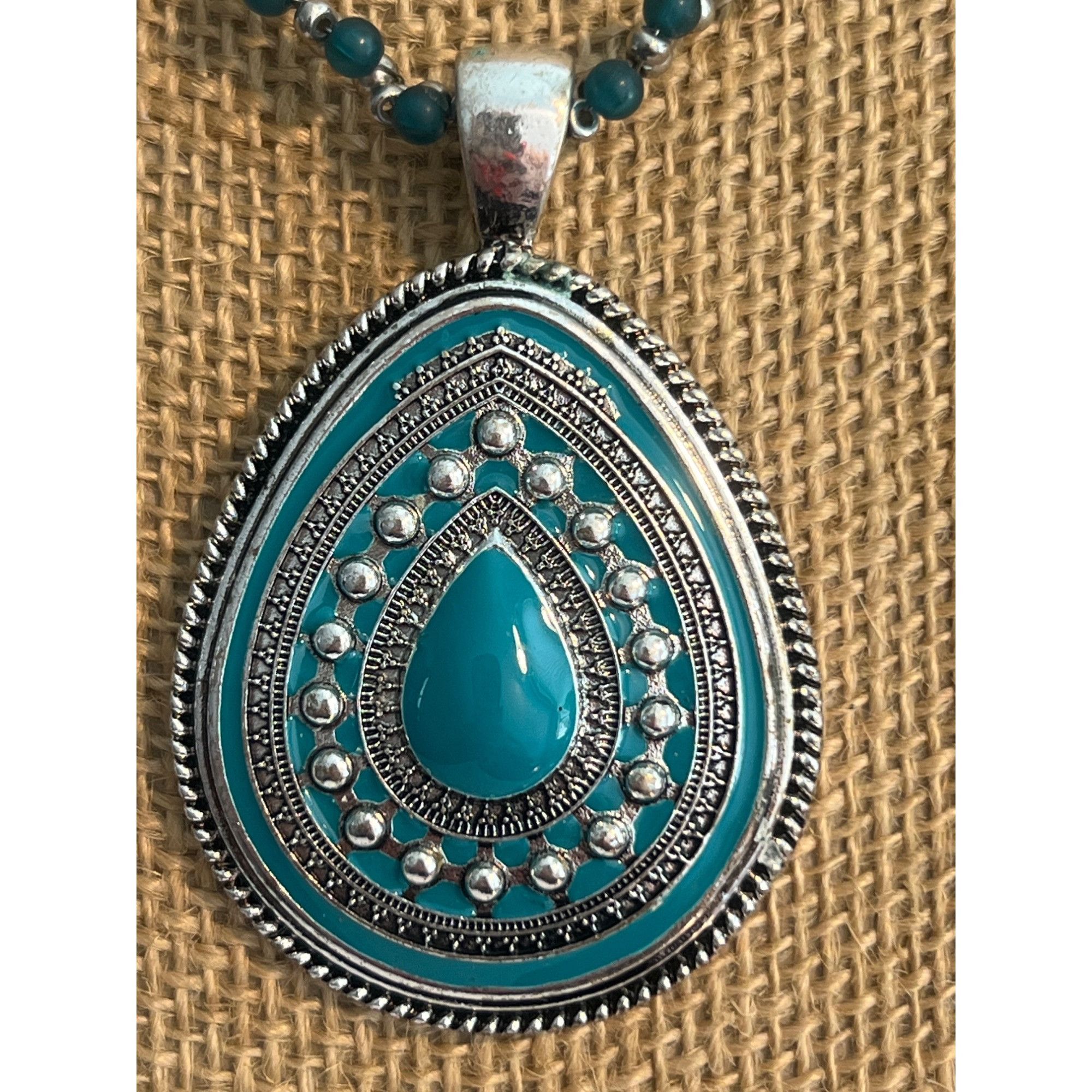 Other Ruby Rd. Faux Turquoise Beaded Necklace Southwestern Silver Size ONE SIZE - 2 Thumbnail