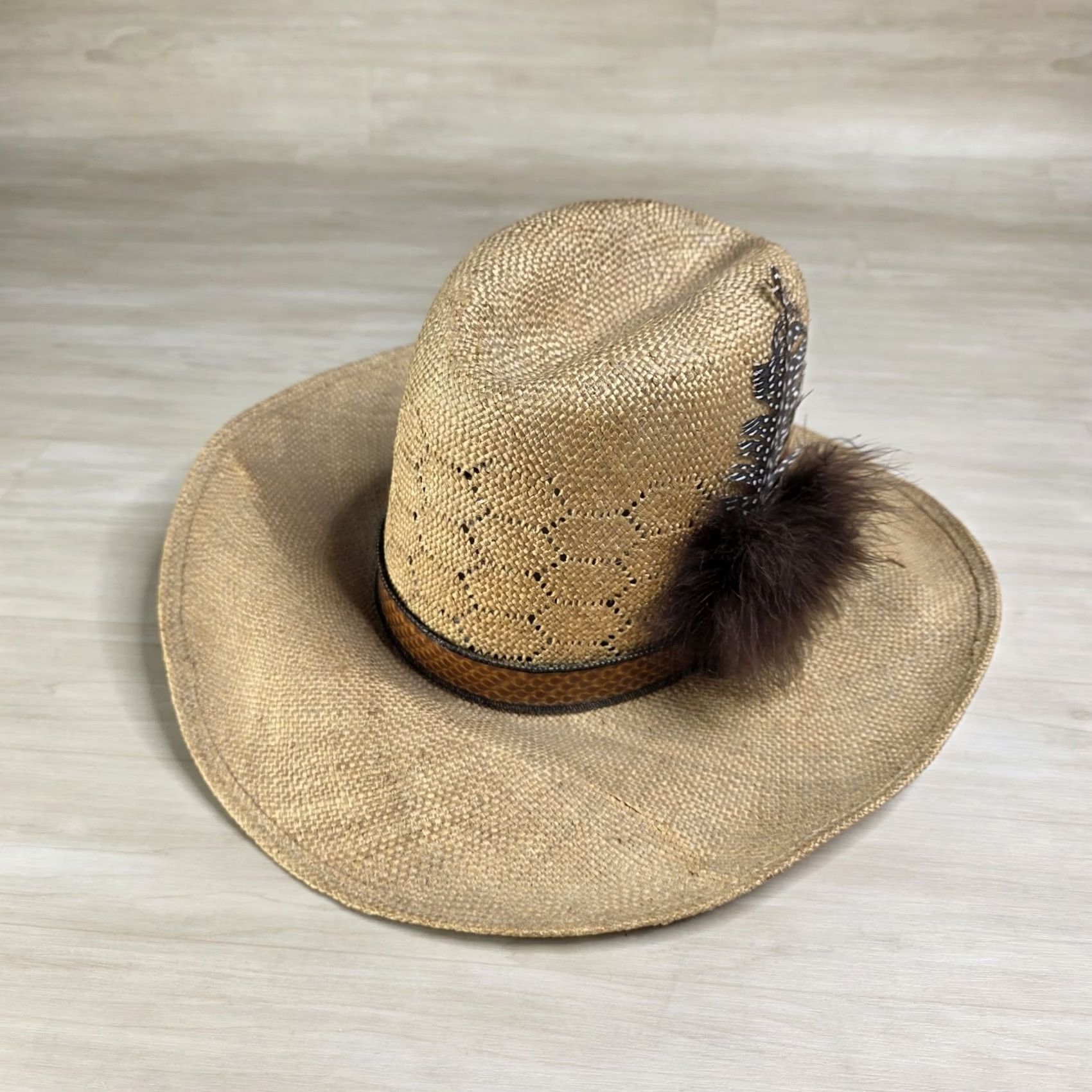 Stetson VINTAGE Stetson Roadrunner Cowboy Hat Size 7 Straw Beige Mens Size ONE SIZE - 4 Thumbnail