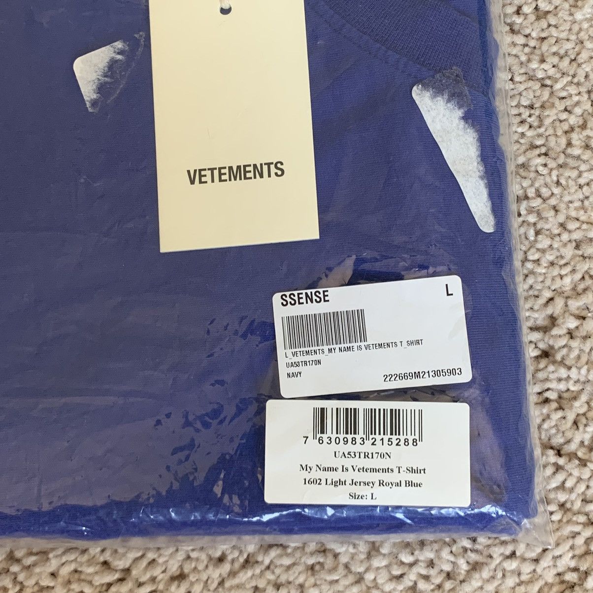 Vetements ss22 vetements blue ‘my name is vetements’ t-shirt Size US L / EU 52-54 / 3 - 14 Thumbnail