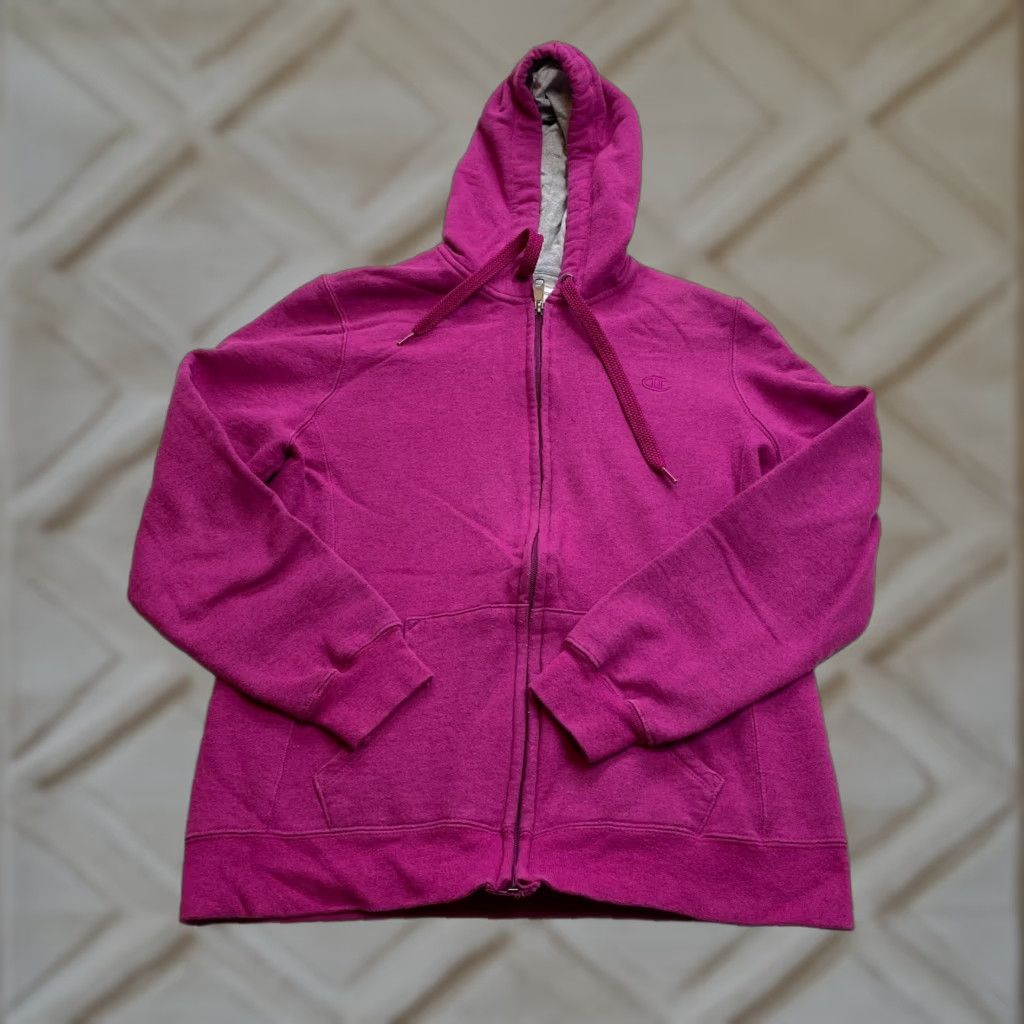 Champion VINTAGE Champion Hoodie Sweatshirt Womens Medium Purple Full Zip Eco Pockets Soft Logo Size M / US 6-8 / IT 42-44 - 1 Thumbnail