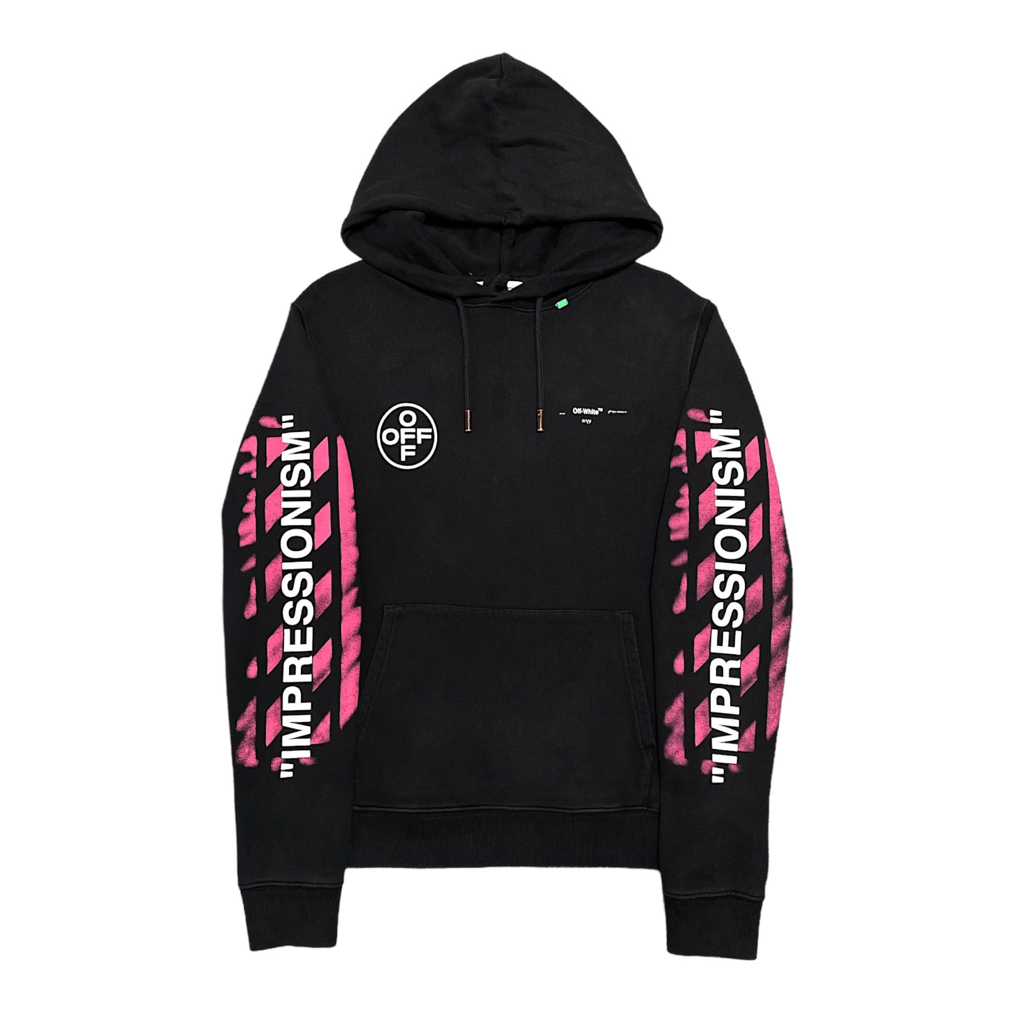 Off White Stencil Hooded Sweatshirt Black Pink Grailed