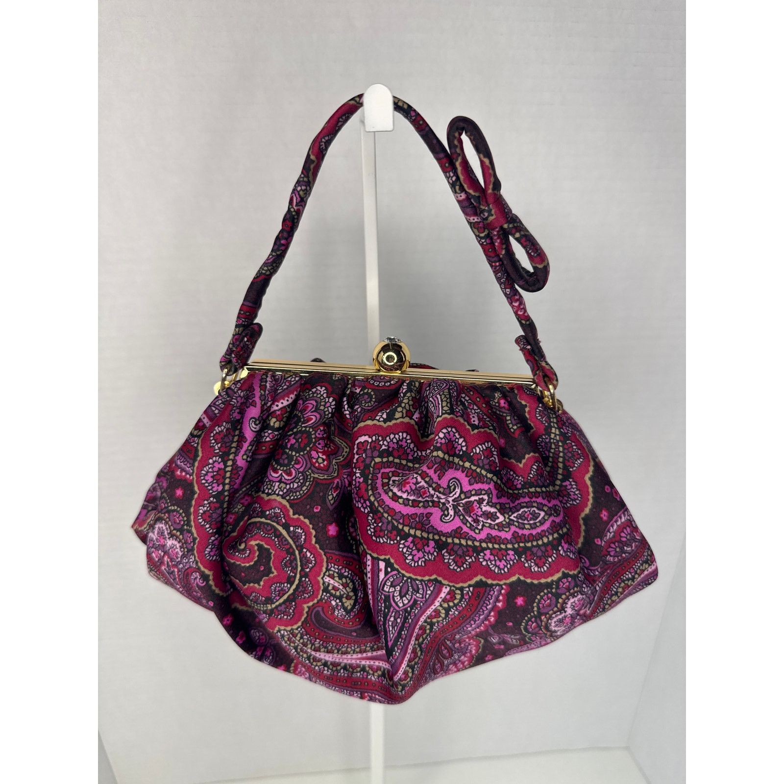 Ann Taylor Retro Paisley Ann Taylor Loft Evening Bag Gemstone Bow Size ONE SIZE - 10 Thumbnail