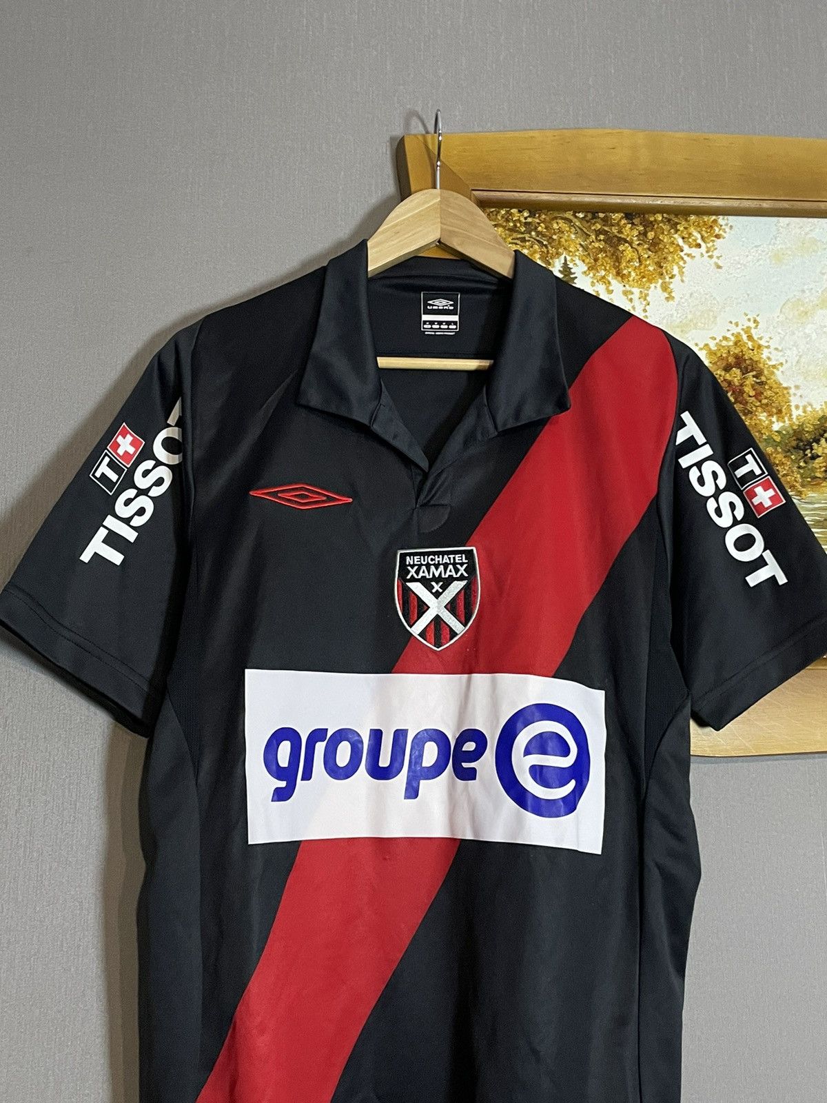 Umbro × Vintage Rare Vintage Umbro Xamax Match Worn Nicolas 14 Home Jersey Size US M / EU 48-50 / 2 - 2 Thumbnail