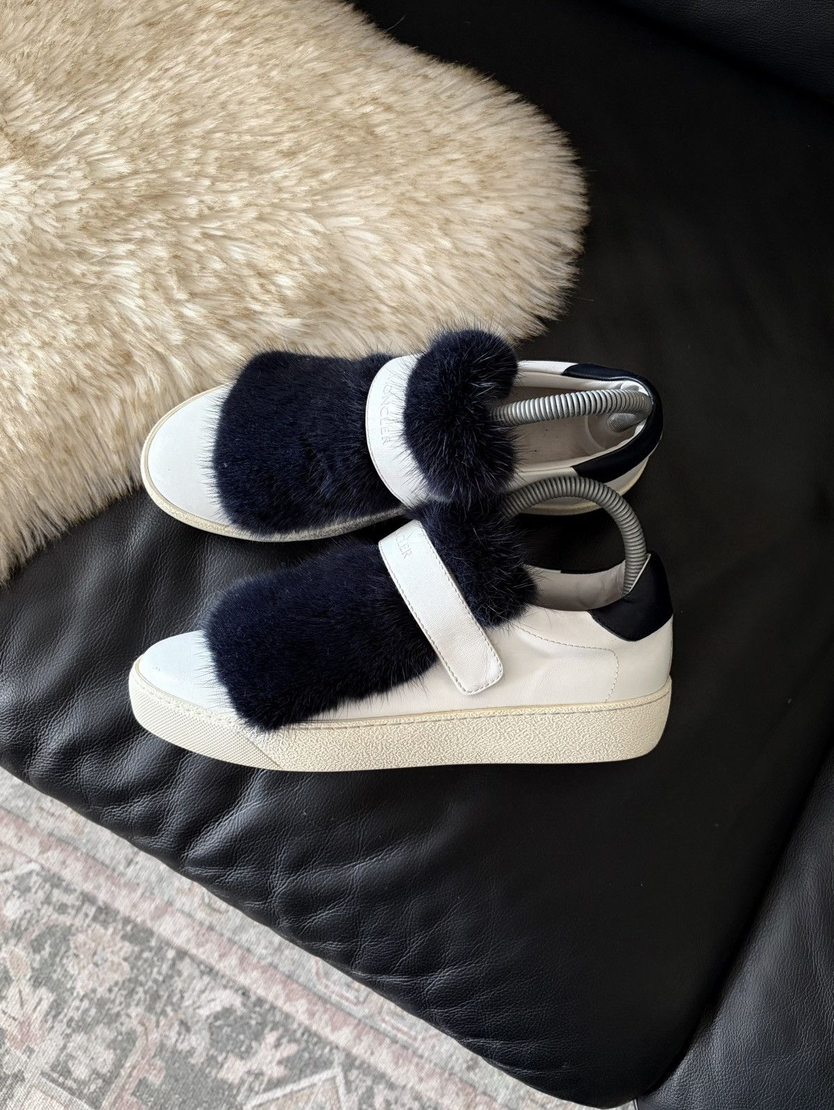 Moncler Moncler Women’s Lucie Fur Trim White Sneakers Size 37 EU HTF Size US 7 / IT 37 - 1 Thumbnail