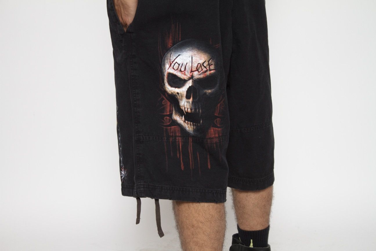 Vintage BLACK GRAPHIC GAME OVER CARGO SHORTS BY SPIRAL Size US 36 / EU 52 - 5 Thumbnail