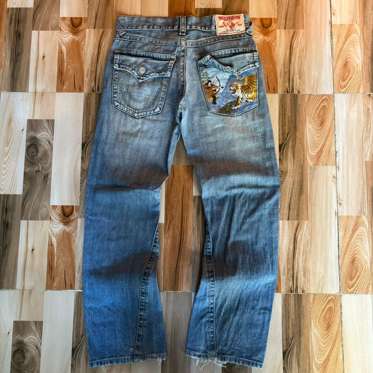 Pre-owned Jnco X True Religion Crazy Vintage 90's Y2k True Religion Flared Baggy Jeans In Blue