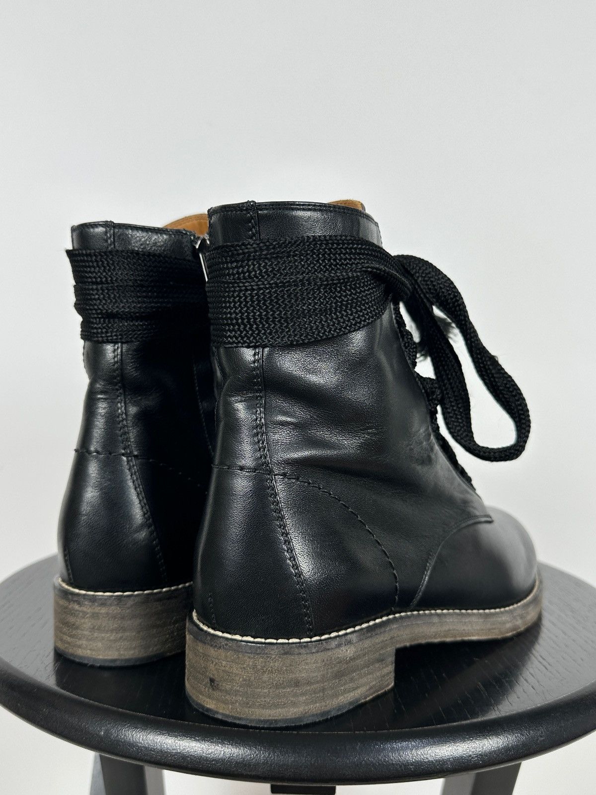 Chloe Chloe Harper Black Leather Combat Lace Up Ankle Boots Size US 6 / IT 36 - 4 Thumbnail