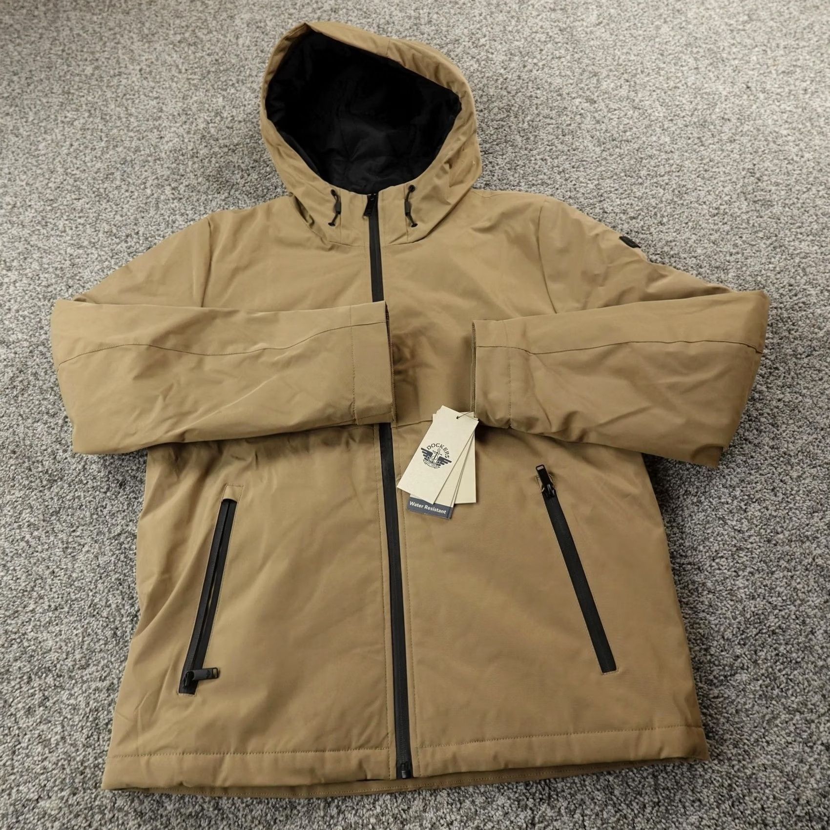 Dockers DOCKERS Jacket Mens S Beige Softshell Lined Insulated Zip Hooded Puffer Coat Winter Casual Front Zip Pockets Logo Reusable Size US S / EU 44-46 / 1 - 2 Thumbnail
