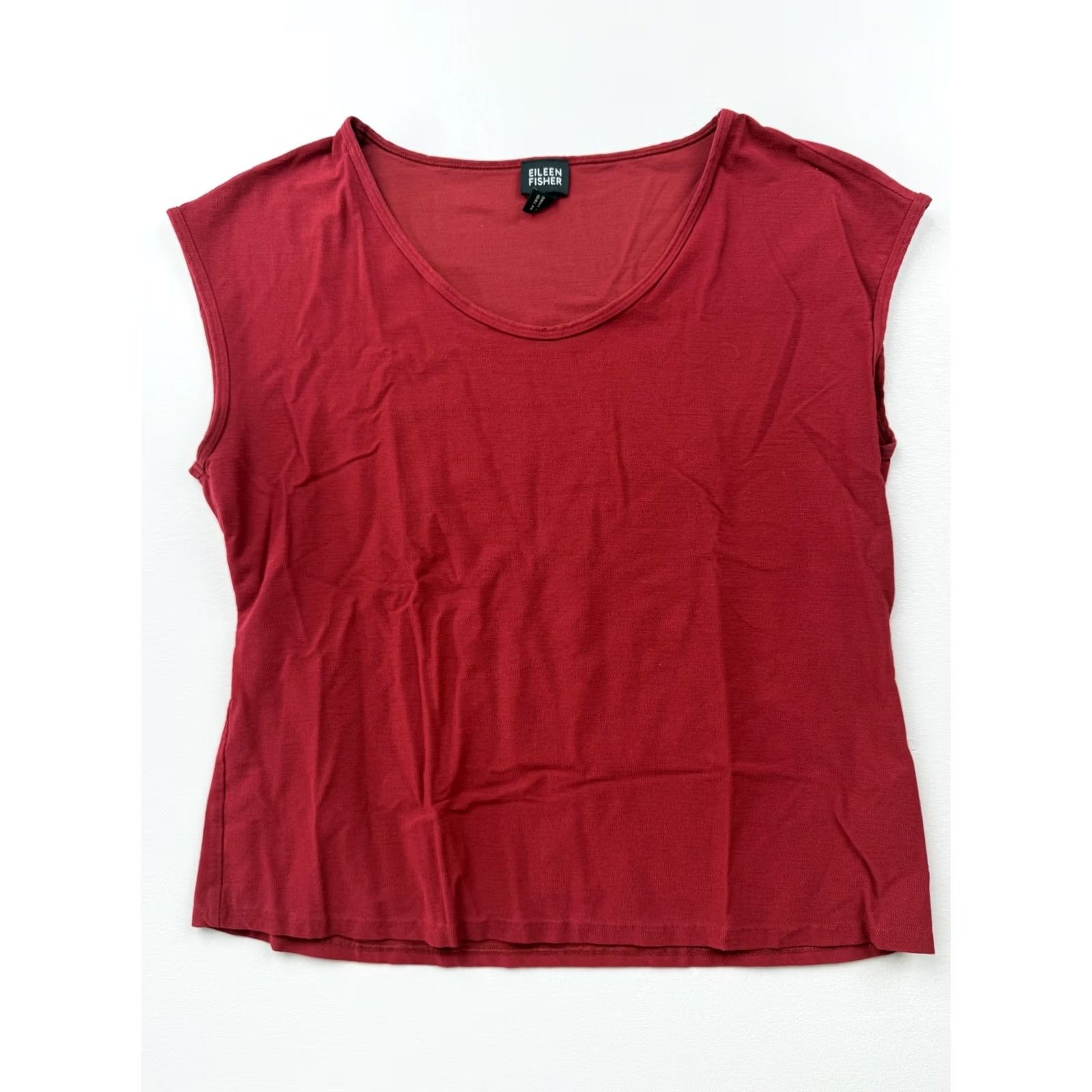 Eileen Fisher Eileen Fisher Tank Top Womens M Red Scoop Neck Cap Sleeve Jersey Basic Size M / US 6-8 / IT 42-44 - 2 Thumbnail