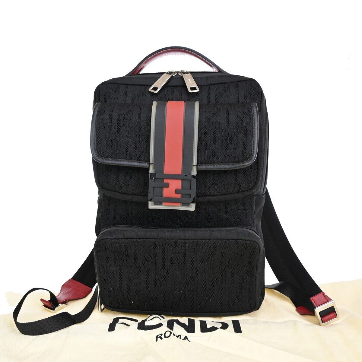 image of Fendi Zucca Backpack in Black, Women's