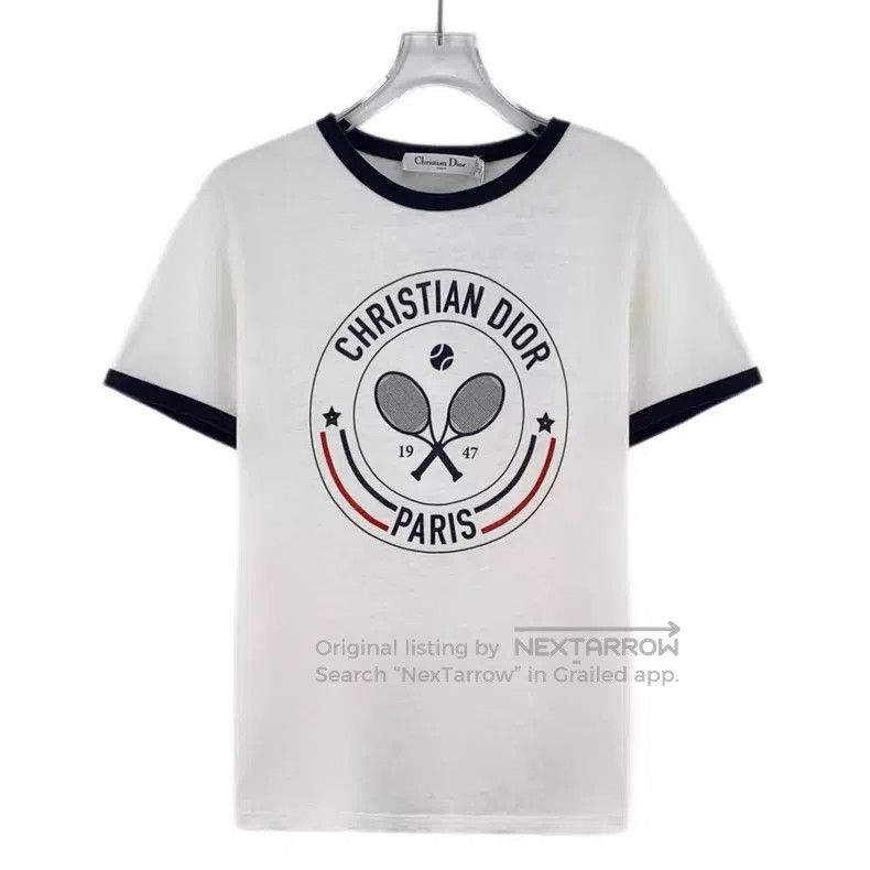 Dior Dior 25 white tennis racket letter print cotton round-neck Size M / US 6-8 / IT 42-44 - 1 Thumbnail