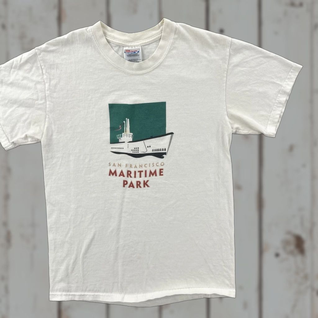 Hanes VINTAGE Hanes Beefy-T Shirt Adult S White Men 90s California USA San Francisco Maritime Park Short Sleeve Crew Neck Shirts Size US S / EU 44-46 / 1 - 1 Thumbnail