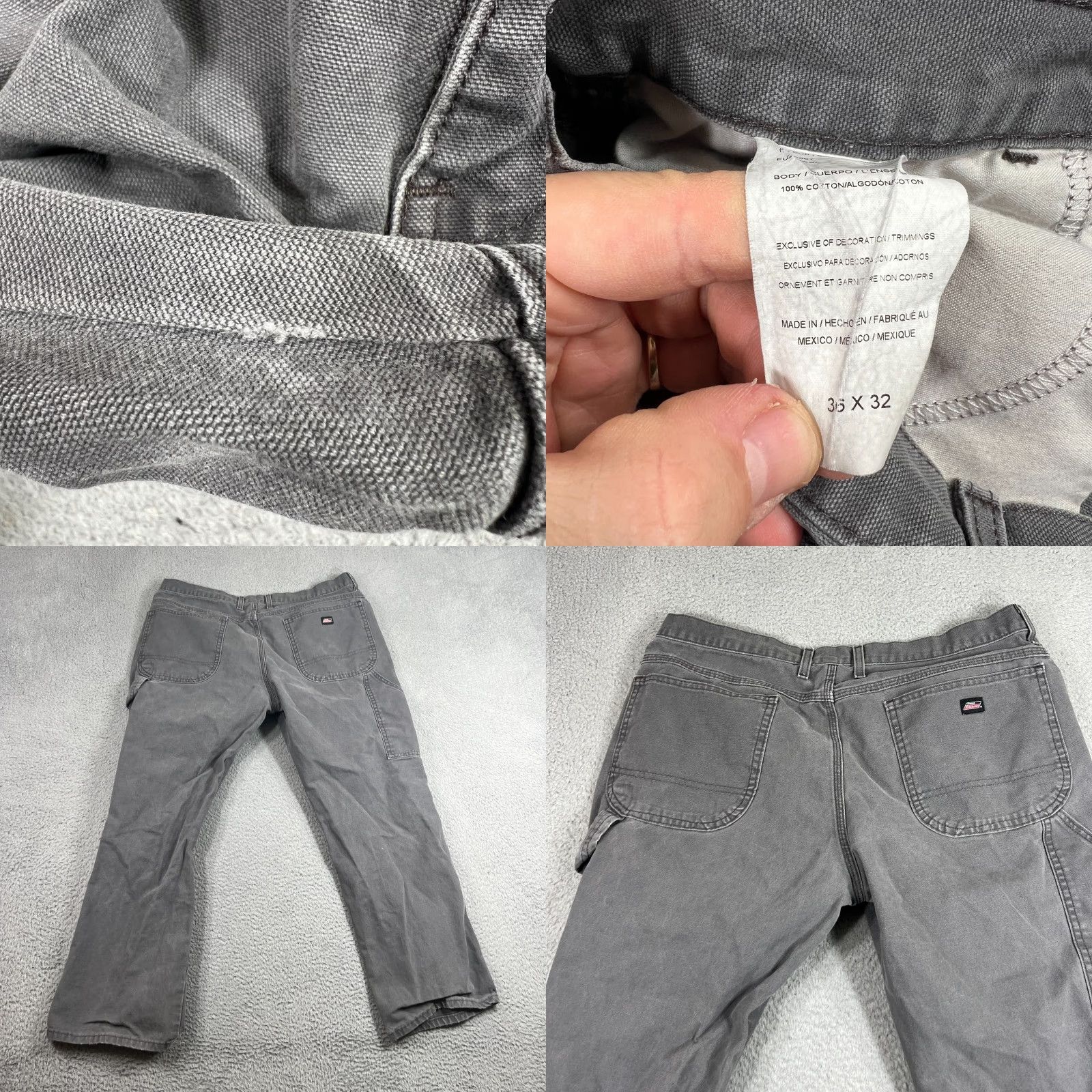 Dickies VTG Dickies Pants Mens 36x30 Gray Canvas Carpenter Work Jeans 5-Pocket Regular Straight Mens Size US 36 / EU 52 - 8 Thumbnail