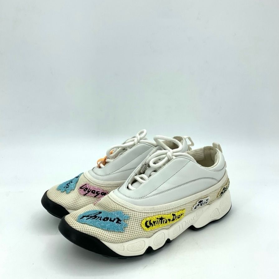 Dior Christian Dior White Mesh & Leather Lace-Up Sneakers Size 38 Size US 8 / IT 38 - 1 Thumbnail