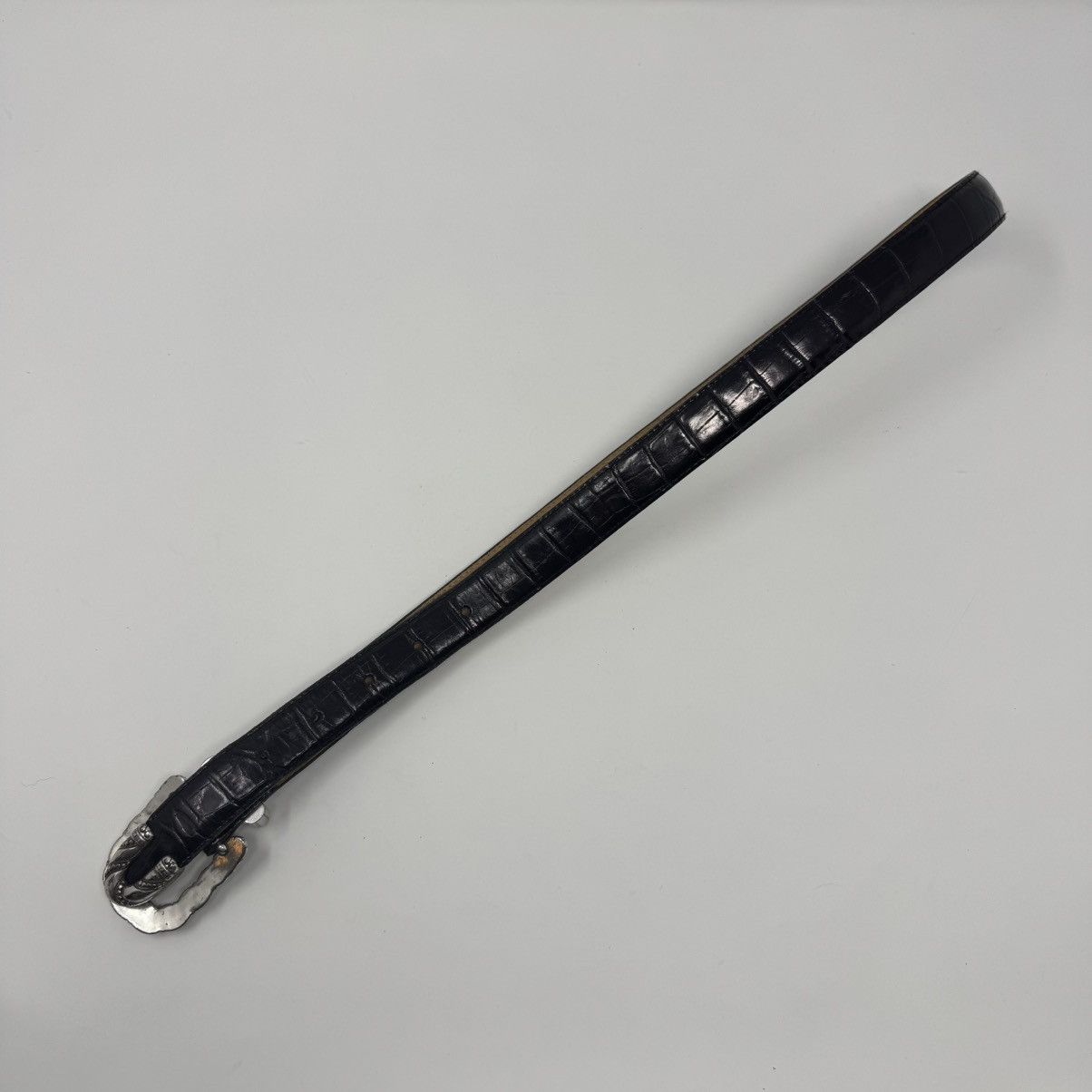 Brighton Brighton Black Croc Embossed Silver Buckle Belt Women's L Size ONE SIZE - 7 Thumbnail