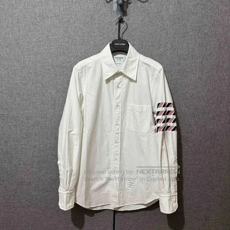 Thom Browne Thom Browne White Cotton Embroidered Logo Shirt . Size US S / EU 44-46 / 1 - 1 Thumbnail