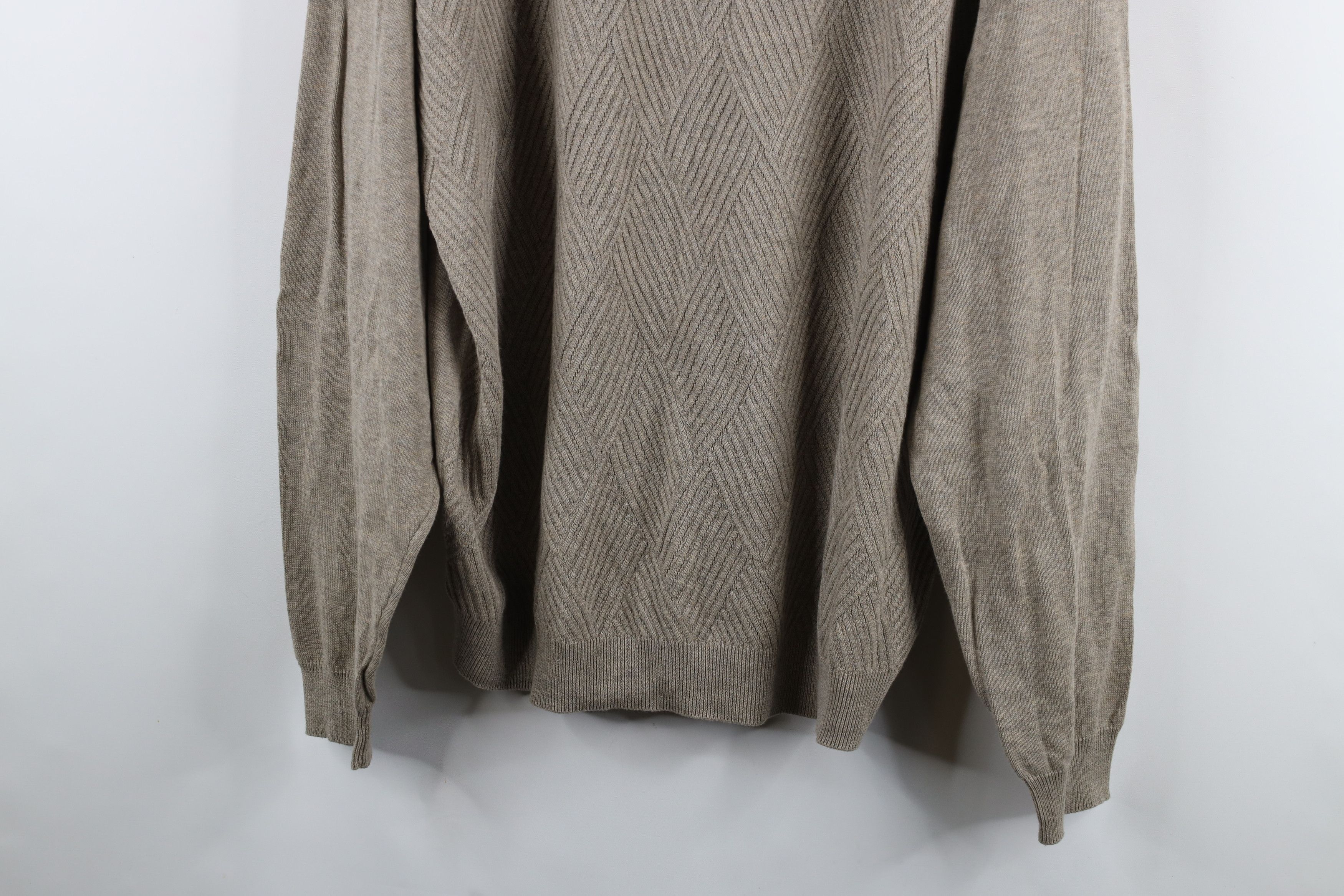 Vintage Vintage 90s Streetwear Diamond Knit Collared Polo Beige Size US XXL / EU 58 / 5 - 3 Thumbnail
