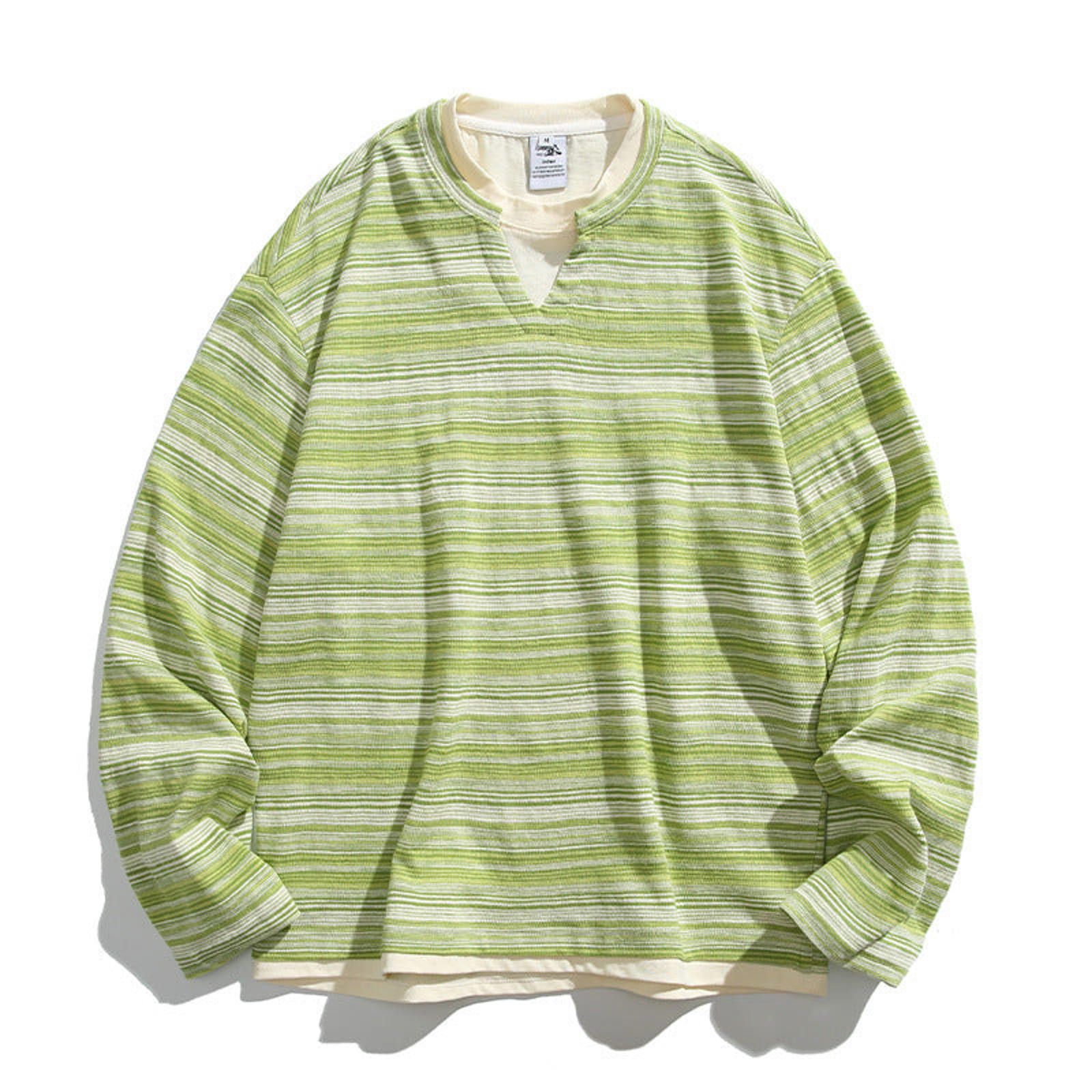 Other Stripe Fake Two-Piece V-Neck Sweatshirt | Retro Size US M / EU 48-50 / 2 - 2 Thumbnail