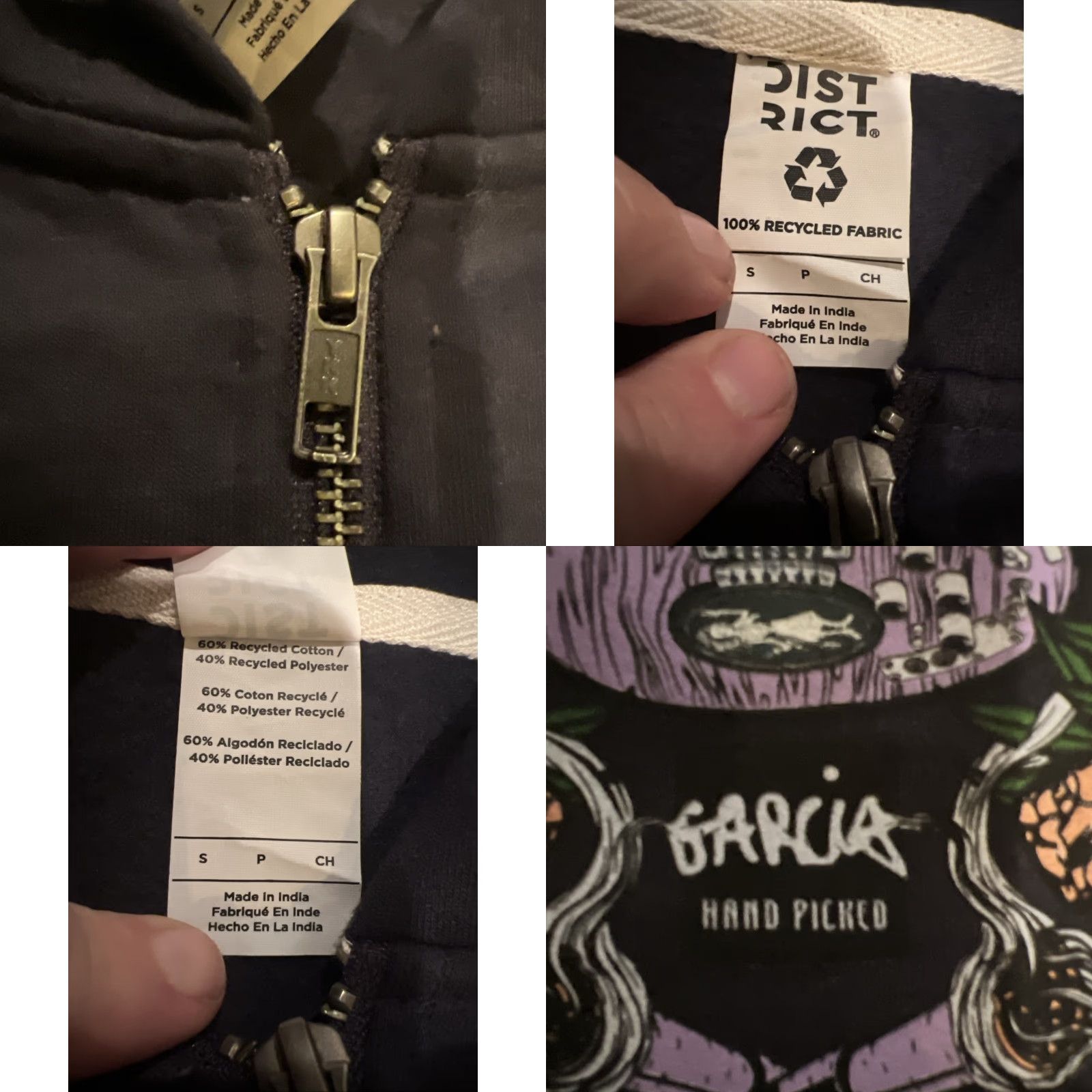 Vintage VINTAGE Jerry Garcia Hand Picked Guitar Flower Weed Zip Up Sweatshirt Hoodie Small New Size US S / EU 44-46 / 1 - 8 Thumbnail