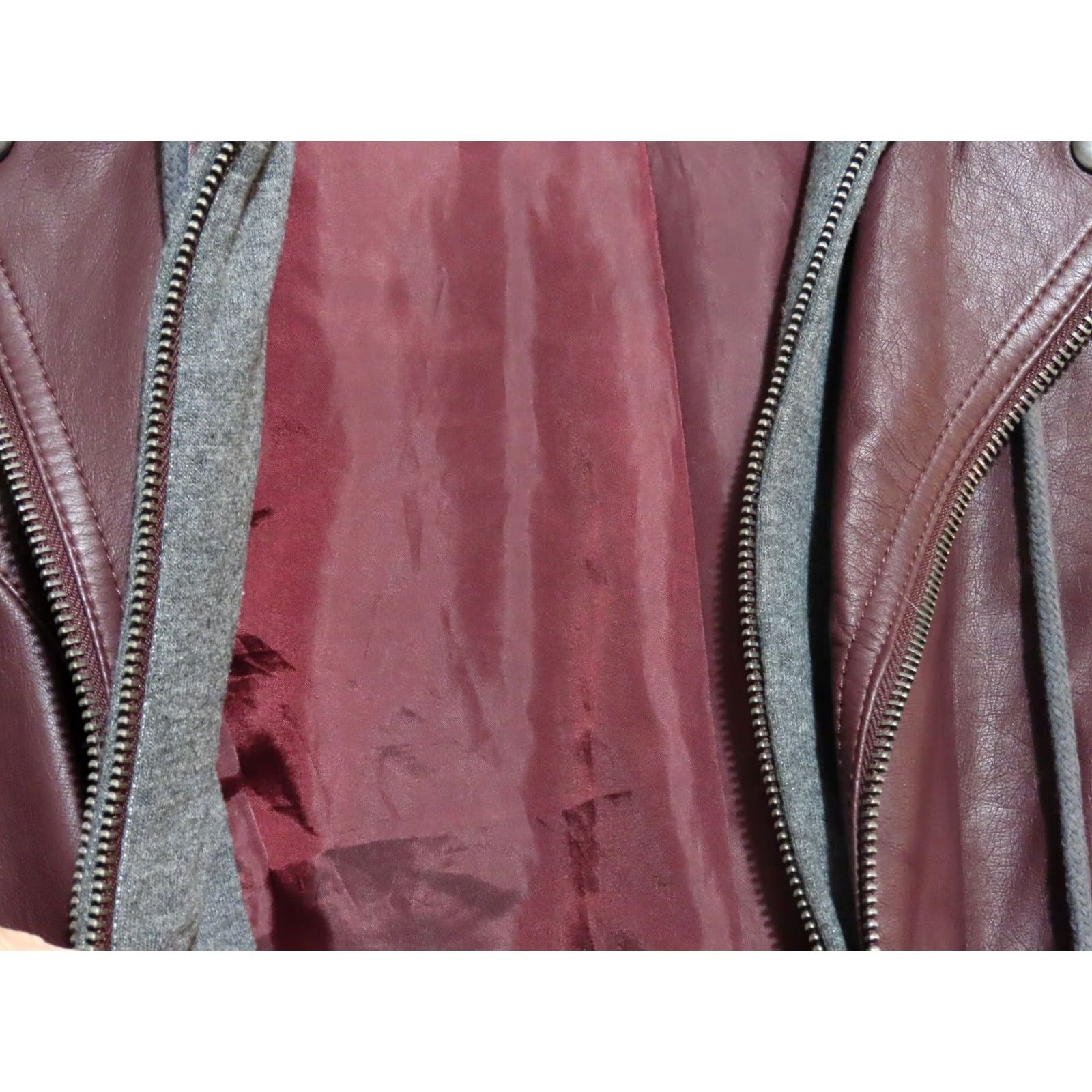 Torrid Torrid Women's Jacket Bomber Hooded Faux Leather Knit Zip Red Full Zip Regular Short Long Sleeve Winter 0 Plus Size XS / US 0-2 / IT 36-38 - 6 Thumbnail