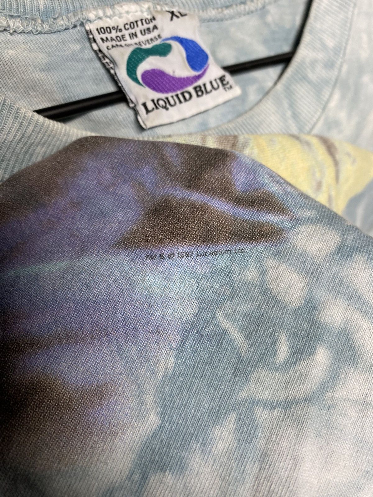 Vintage 90’s Vintage Yoda Star Wars Liquid Blue Tee Shirt XLarge Size US XL / EU 56 / 4 - 5 Thumbnail