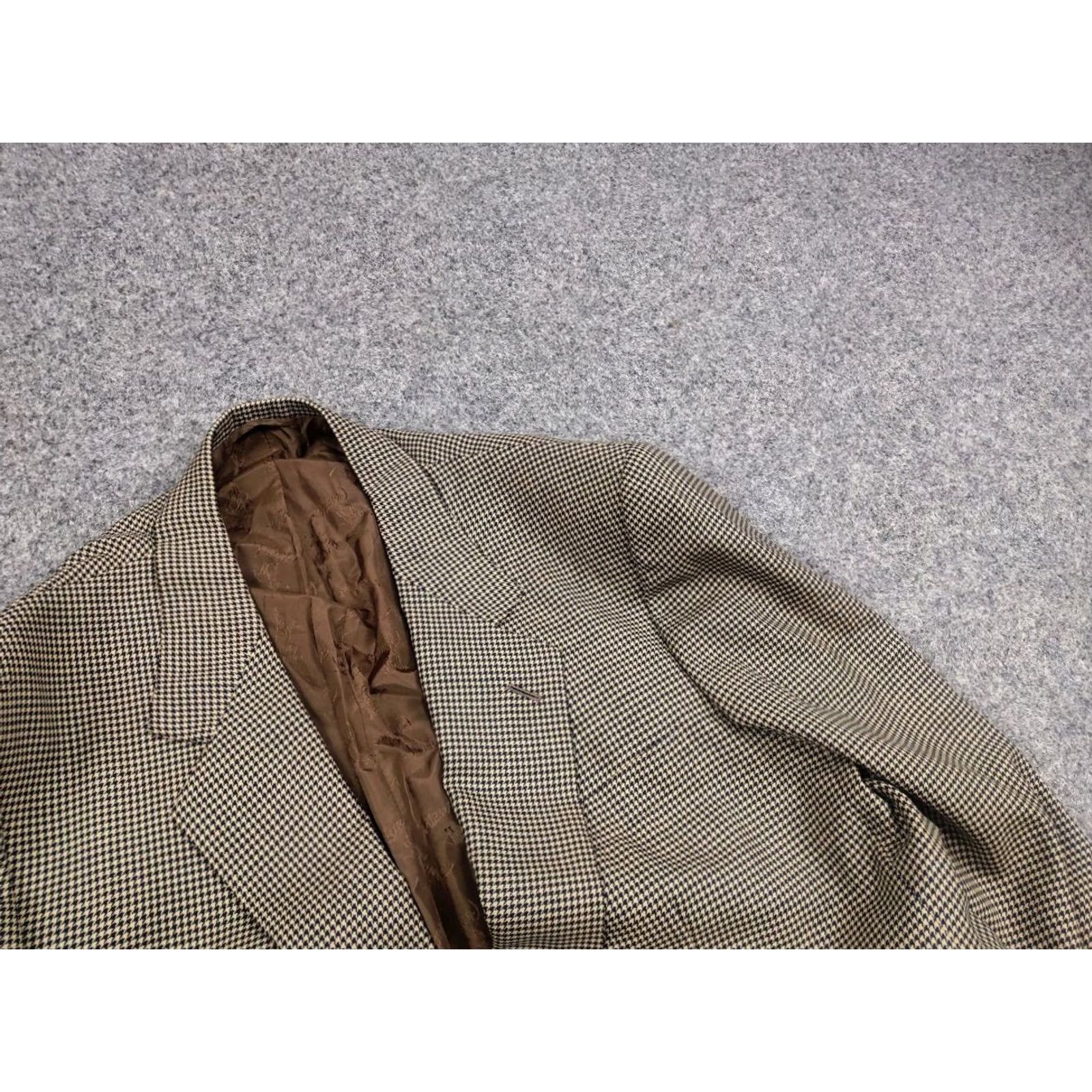 Brioni VINTAGE Brioni Blazer Jacket Wool Houndstooth pattern Beige blue Size 46R - 6 Thumbnail