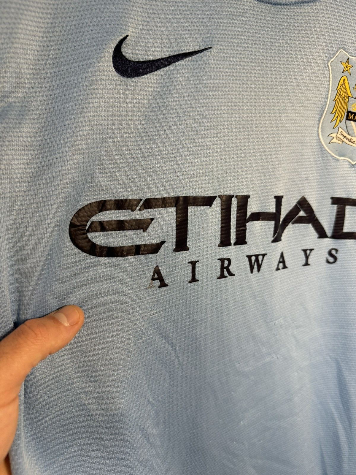 Nike × Vintage KUN AGUERO Vintage Manchester City 2013/14 Nike Jersey Size US S / EU 44-46 / 1 - 9 Thumbnail