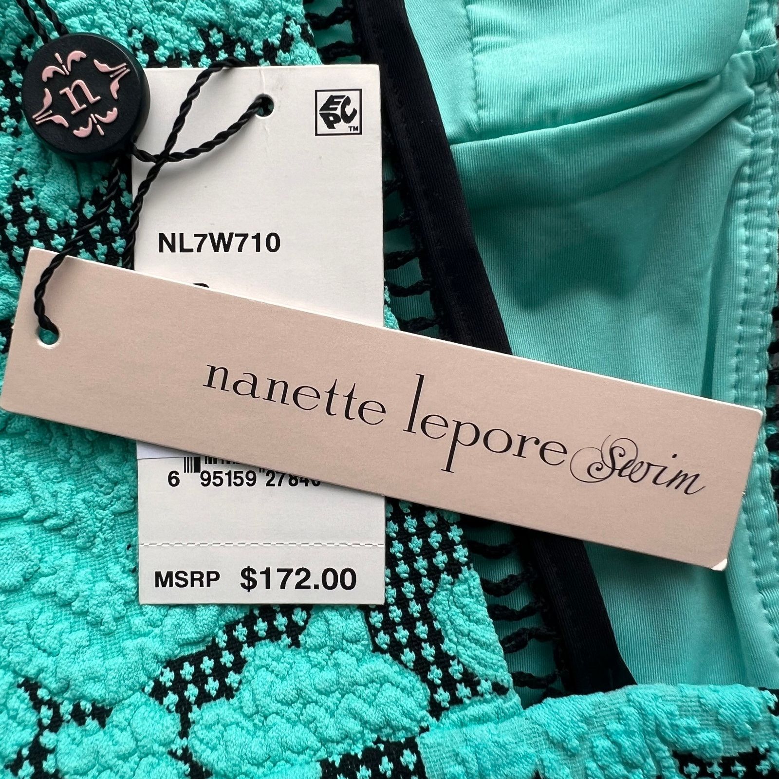 Nanette Lepore Nanette Lepore Jade Green Jacquard One Piece Swimsuit, XS Size ONE SIZE - 14 Thumbnail
