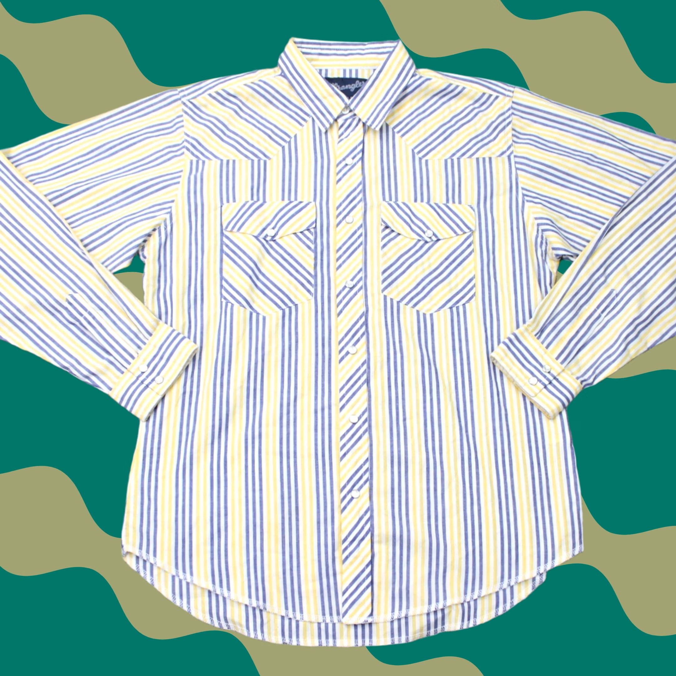 Wrangler Wrangler Shirt Mens 2XL Yellow/Blue Plaid Pearl Snap Western Long Sleeve Button-Up Shirt Mens 2XL Regular Size US XXL / EU 58 / 5 - 1 Thumbnail