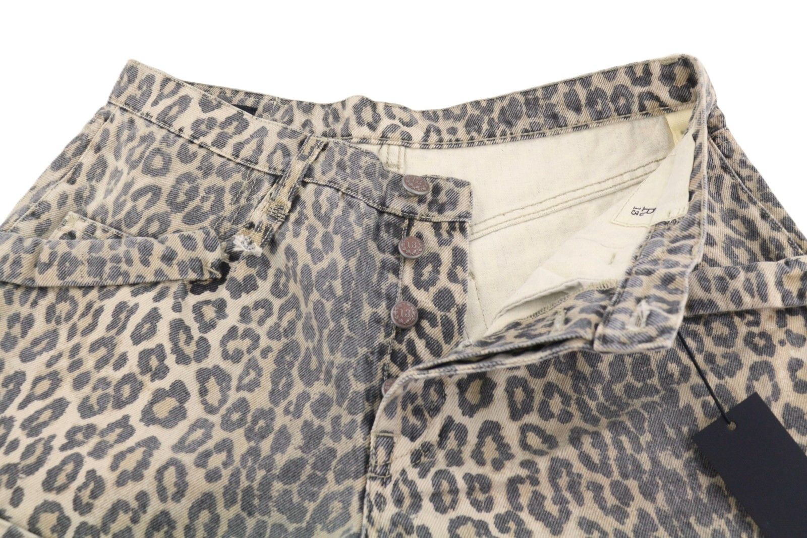 R13 POUCH POCKET 26 Ecru Leopard Button Shorts 89423 Size 26" / US 2 / IT 38 - 6 Thumbnail