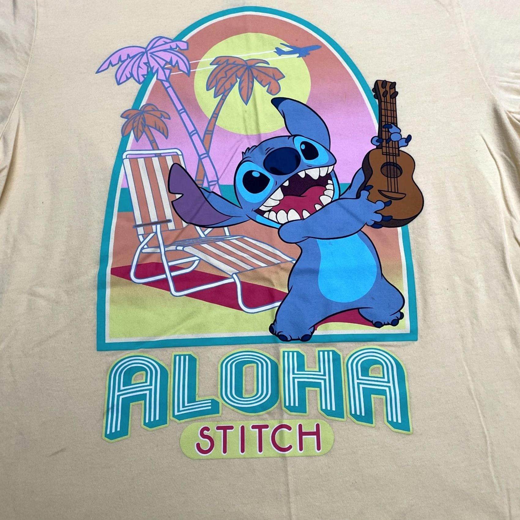 Disney Disney Stitch Aloha Graphic T-Shirt Unisex L Yellow Crew Neck Casual Tee Top Shirt Adults Size L / US 10 / IT 46 - 3 Thumbnail
