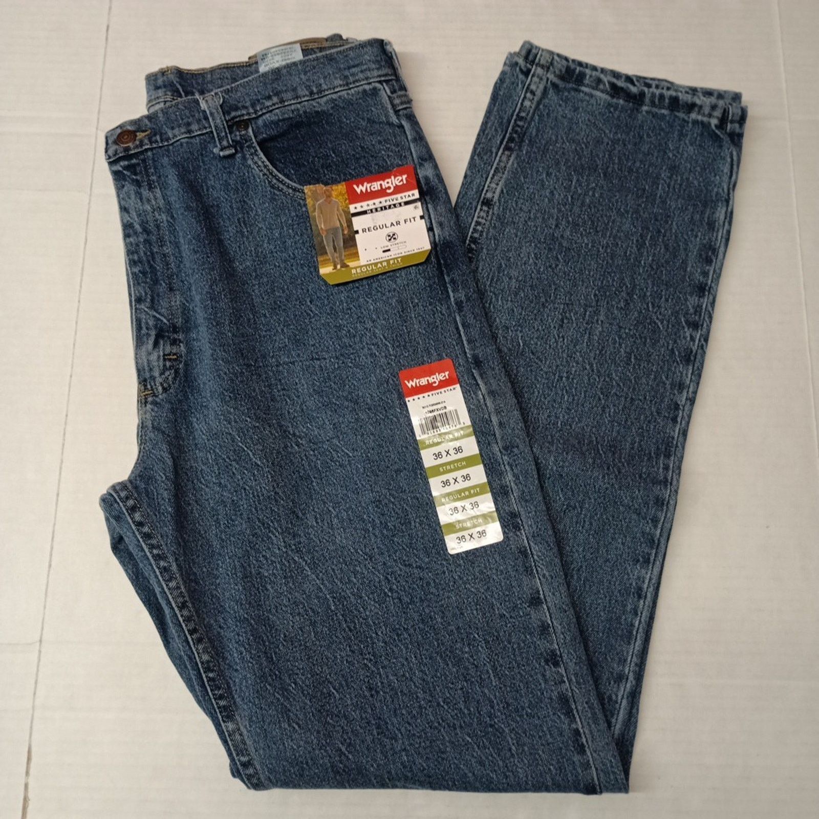 Wrangler Wrangler Regular Fit Five Star Jeans Men's 36x36 Blue Cotton Size US 36 / EU 52 - 1 Thumbnail