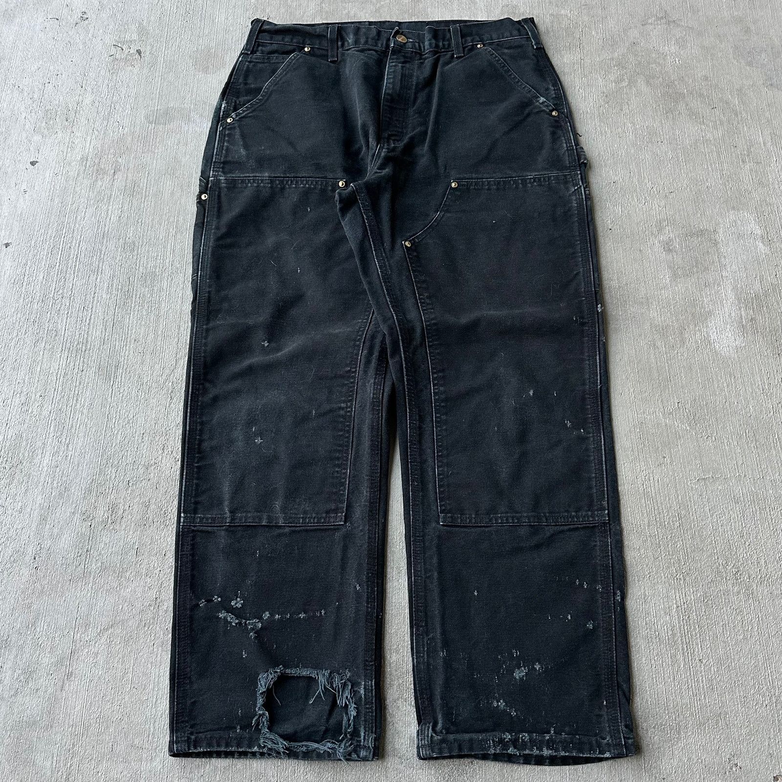 Vintage Y2K Carhartt black double knee work carpenter pants