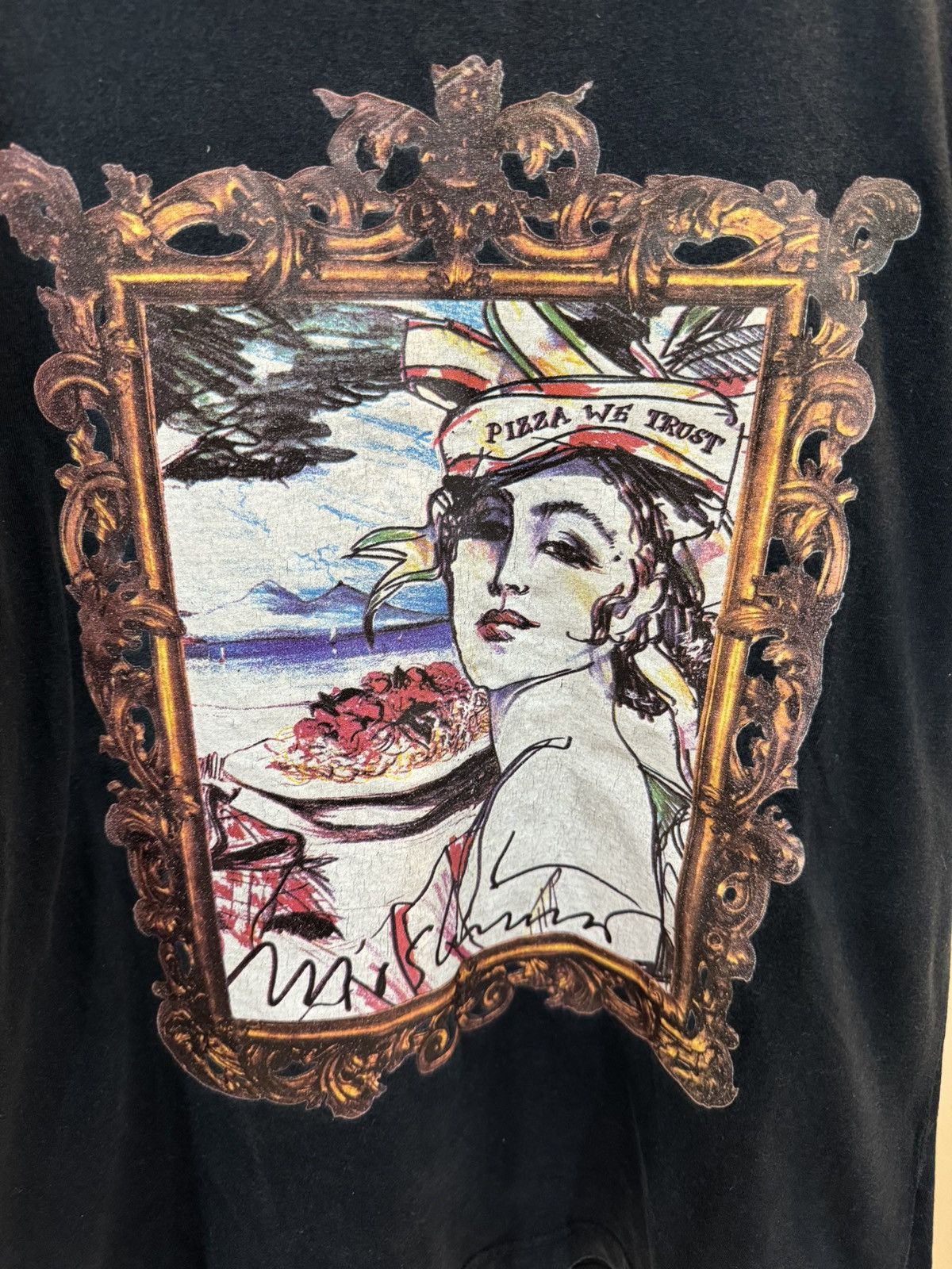 Moschino Vintage Moschino “ In Pizza We Trust “ Tee Size US S / EU 44-46 / 1 - 4 Thumbnail