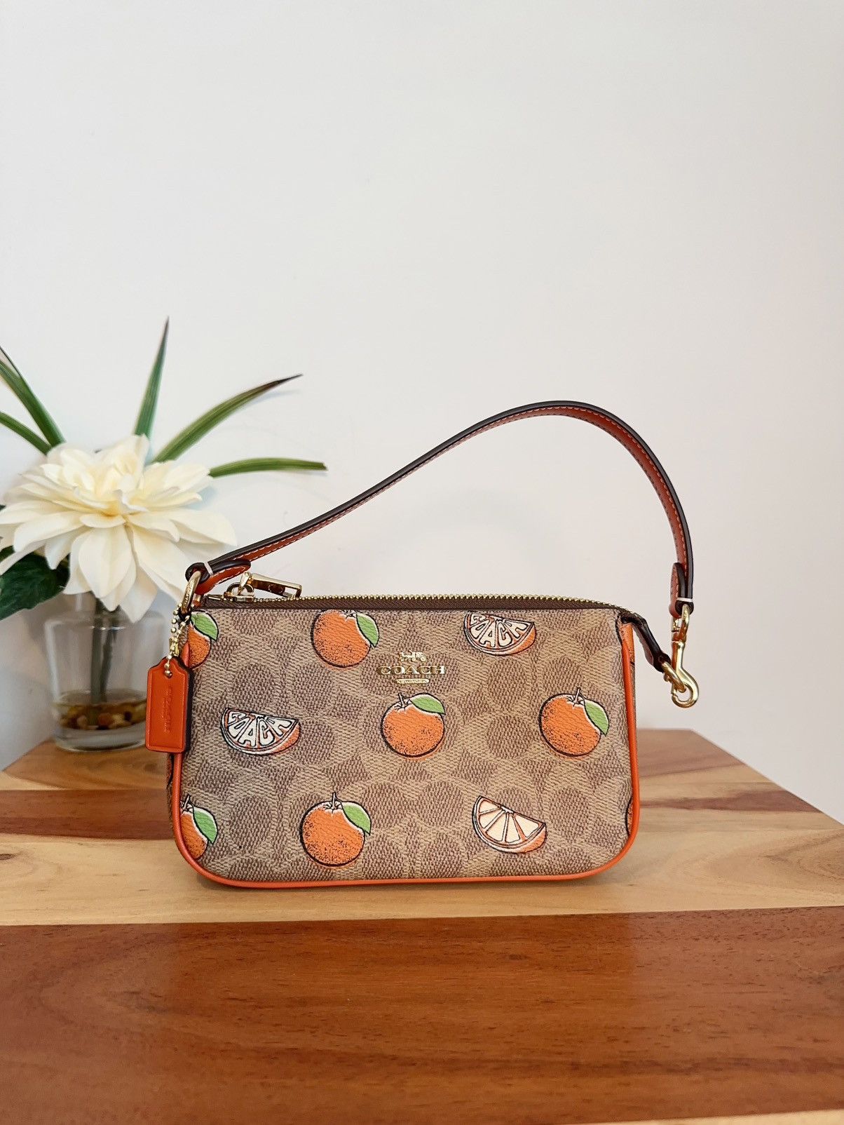 NWT Coach Nolita 19 In Signature Canvas With Orange Print