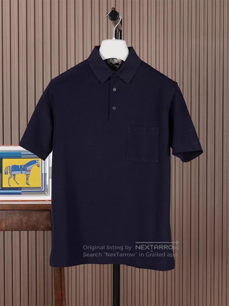 Hermes Hermes Navy Blue Lightweight Short Sleeve Polo Size US M / EU 48-50 / 2 - 1 Thumbnail