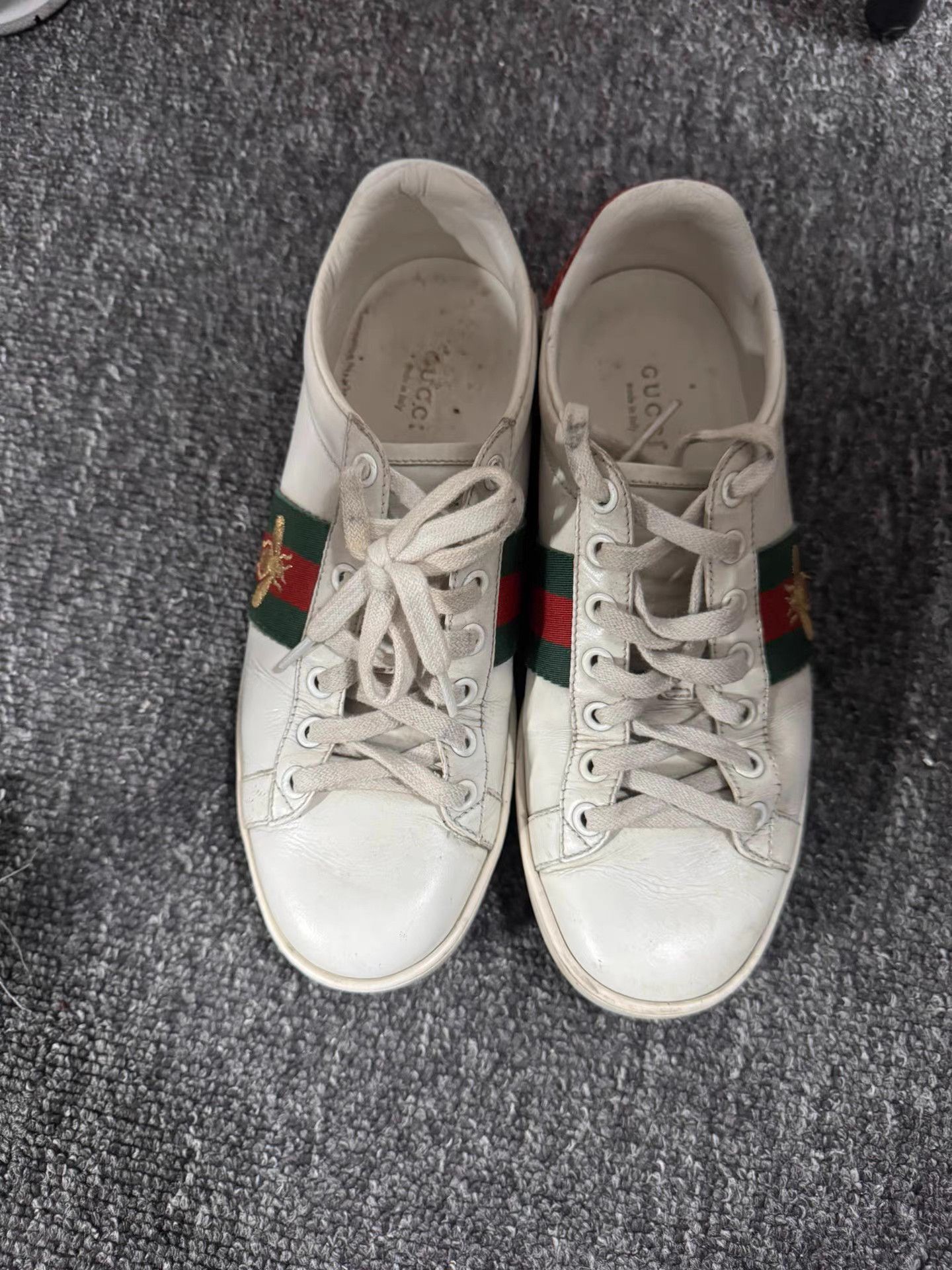Gucci Gucci Ace Bee-Embroidered Sneakers with Web Stripe K13 Size US 5.5 / IT 35.5 - 2 Thumbnail