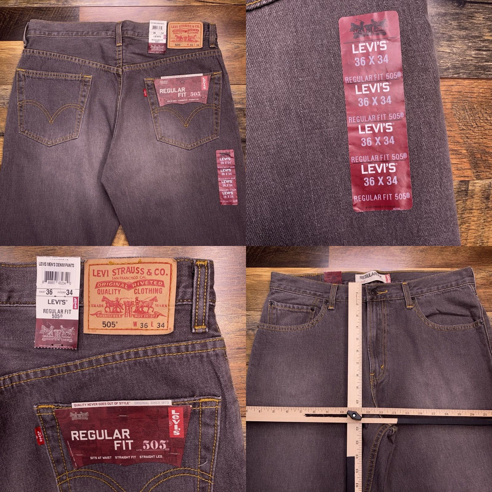 Levi's VINTAGE Levi's 505 Jeans Mens 36x34 Gray Regular Fit Straight Leg Y2K New Size US 36 / EU 52 - 8 Thumbnail