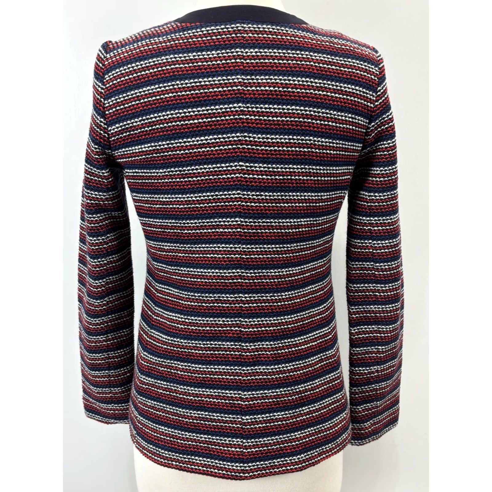 Talbots Talbots Blazer Jacket Adult XS Navy Red White Striped Bouclé Classic Career Womens Size XS / US 0-2 / IT 36-38 - 3 Thumbnail