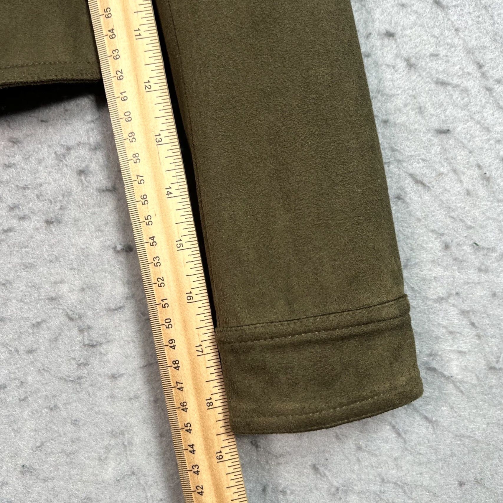 Vintage New York & Company Biker Jacket Womens XS Olive Green Faux Suede Motorcycle Jacket, Regular, Zip, Long Sleeve, Polyester, Green, Womens, Jacket Size XS / US 0-2 / IT 36-38 - 4 Thumbnail