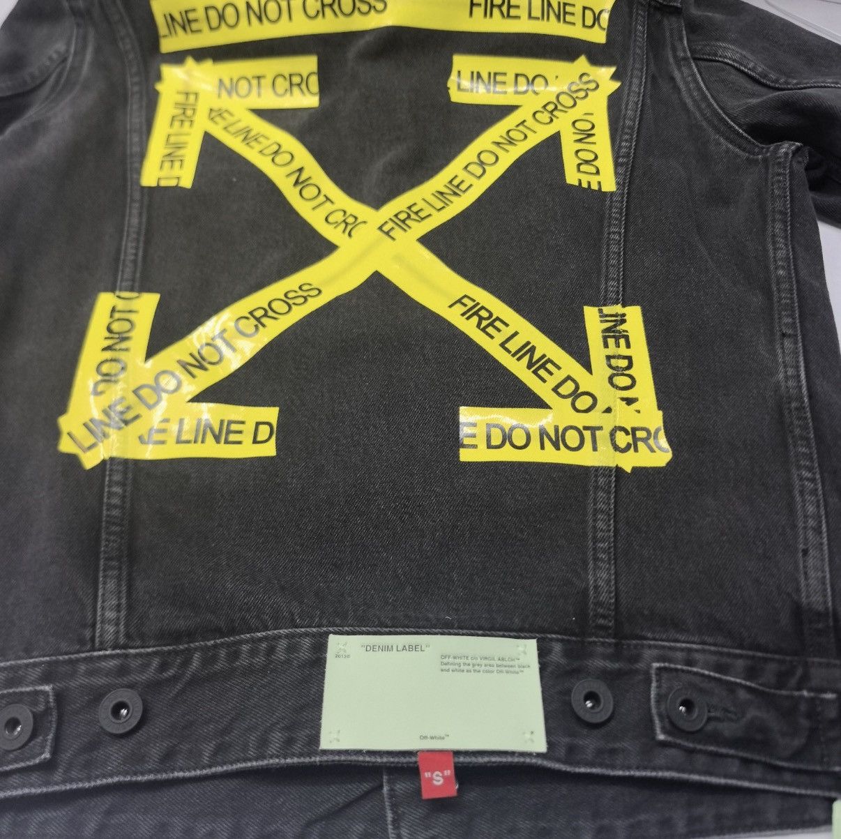 Off-White Off-White c/o Virgil Abloh Fire Line Tape denim jacket Size US S / EU 44-46 / 1 - 7 Thumbnail