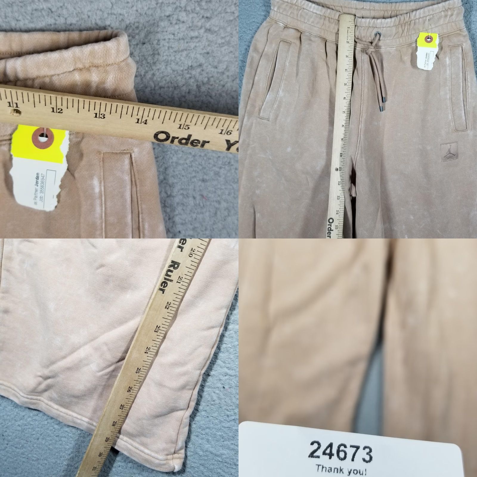 Jordan Brand Jordan Pants Mens Small Light British Tan Fleece Sweatpants Flight Patch Pockets Size US 29 - 8 Thumbnail