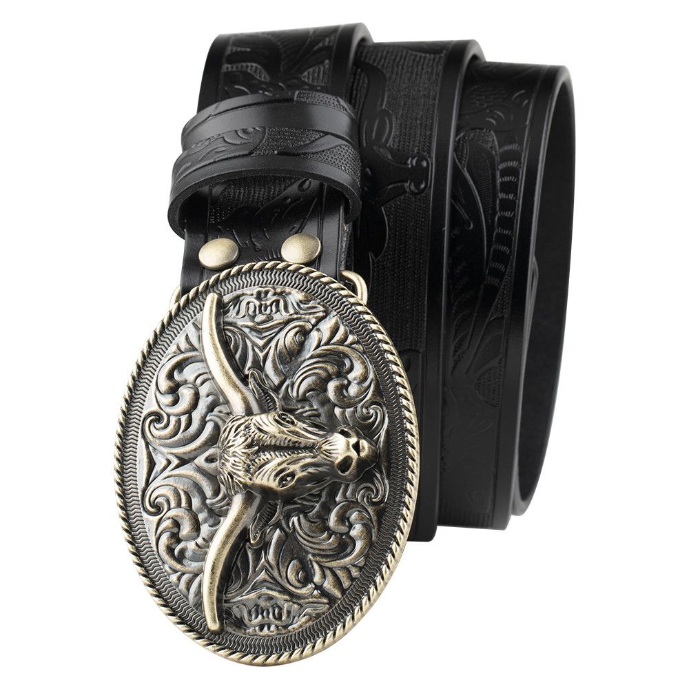 Designer Dark Vintage Belt Riveted Belts Menswear Accessories Size ONE SIZE - 1 Thumbnail