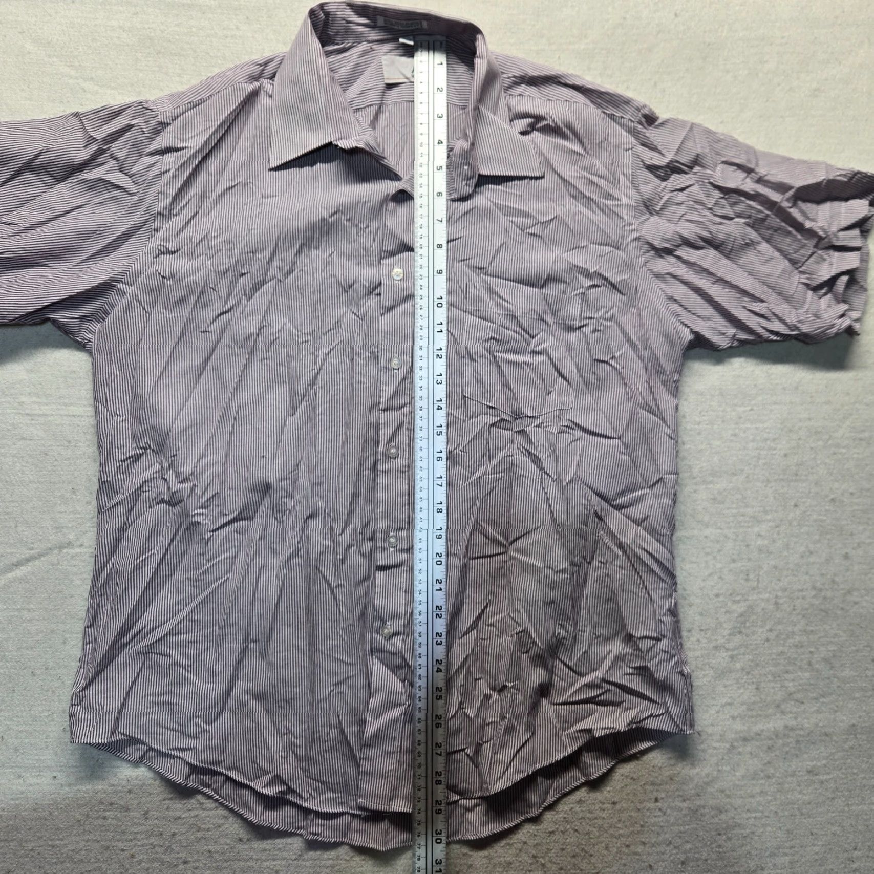 Vintage Ketch Shirt Gray Striped Button-Up Short Sleeve Adult Men's Size 17 Cotton Polyester Knit Size 46R - 6 Thumbnail