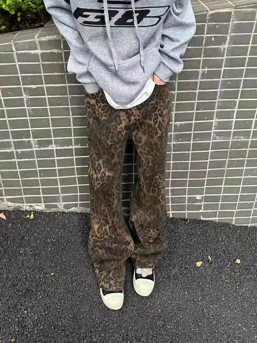 Japanese Brand Minako x Rina Leopard Print High Street Vintage Loose Jeans Size US 31 - 5 Thumbnail